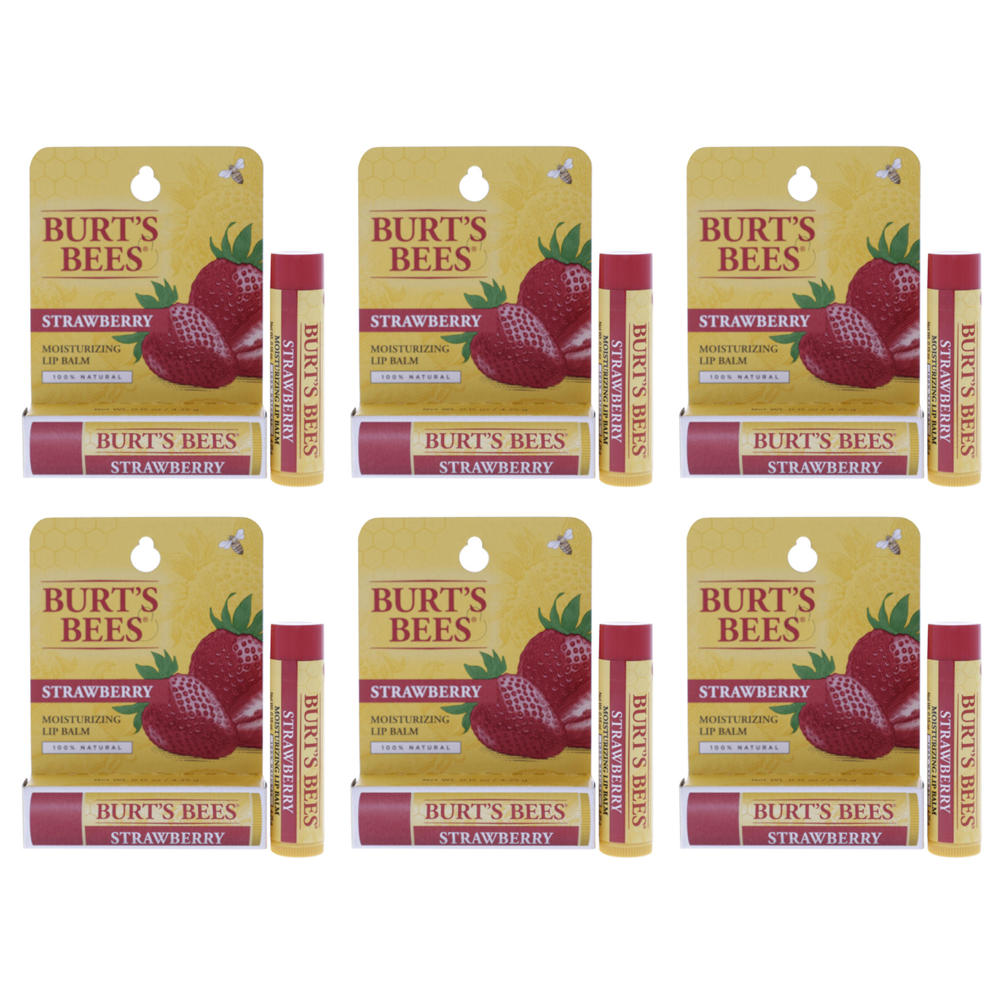 Bálsamo Labial Burts Bees Humectante Fresa  Paquete De 6 - Venta Internacional.