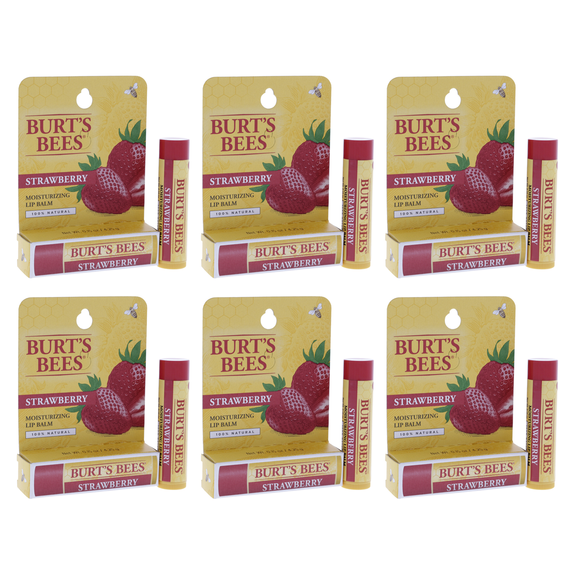 Foto 3 | Bálsamo Labial Burts Bees Humectante Fresa  Paquete De 6 - Venta Internacional.