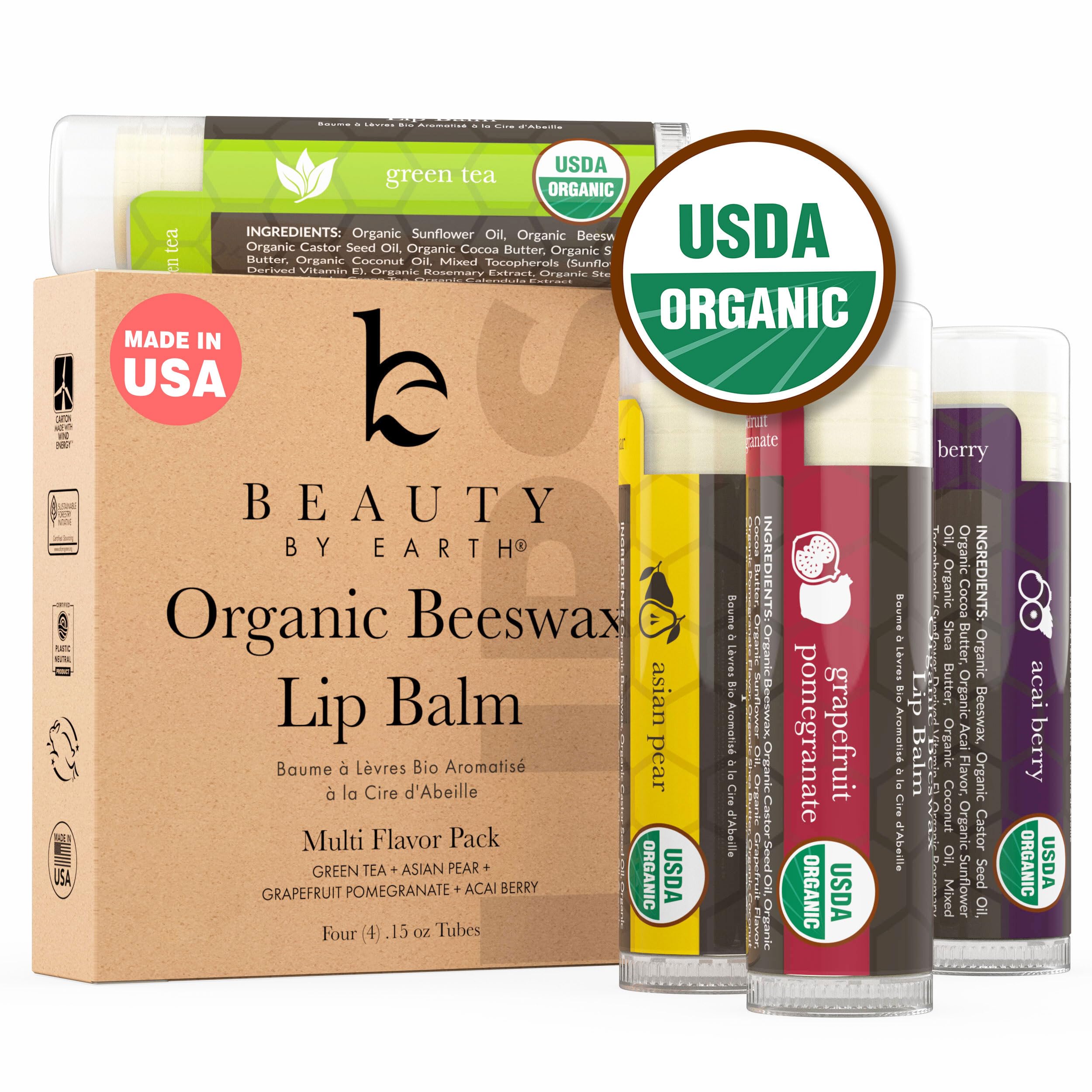 Foto 1 | Bálsamo Labial Beauty By Earth Organic  Paquete De 4 Unidades Para Mujer - Venta Internacional.