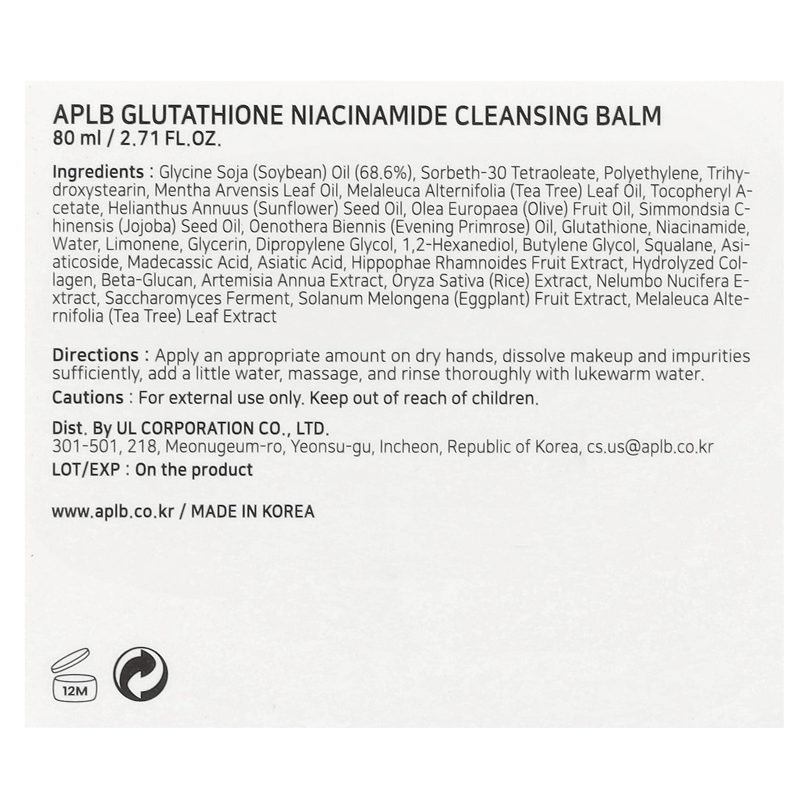 Foto 4 pulgar | Bálsamo Limpiador Aplb Glutatión Niacinamida 80 Ml - Venta Internacional.