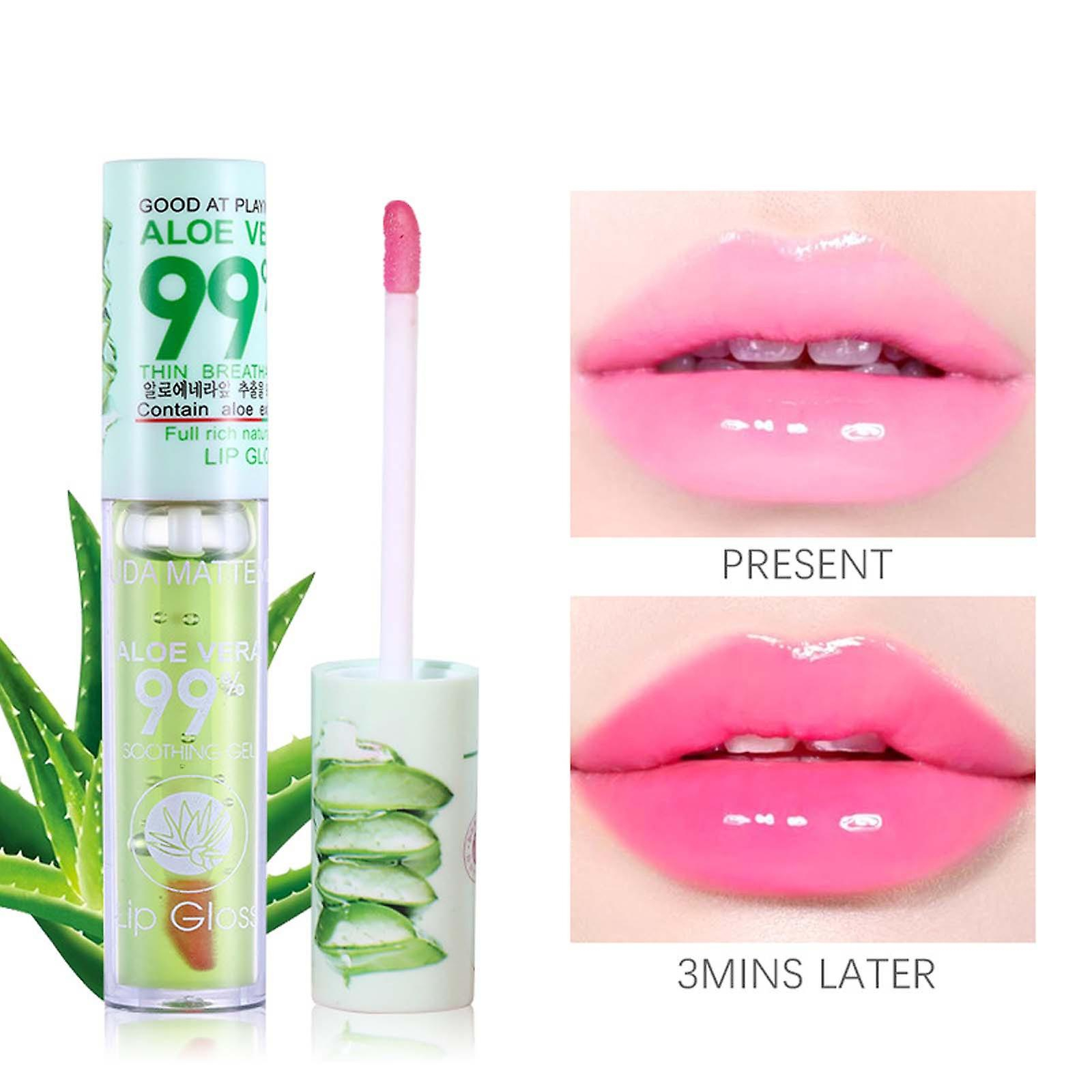 Foto 3 pulgar | Lápiz Labial Huoguo Aloe Vera Con Brillo Hidratante Que Cambia De Color - Venta Internacional.