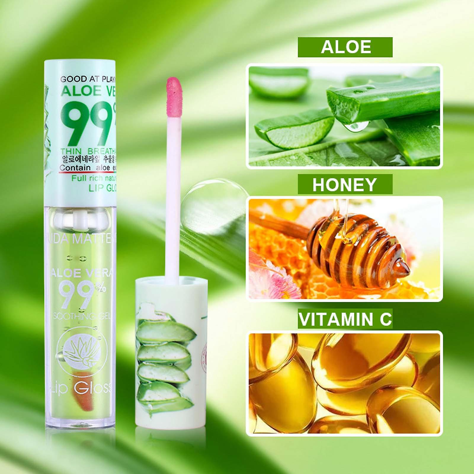 Foto 6 pulgar | Lápiz Labial Huoguo Aloe Vera Con Brillo Hidratante Que Cambia De Color - Venta Internacional.