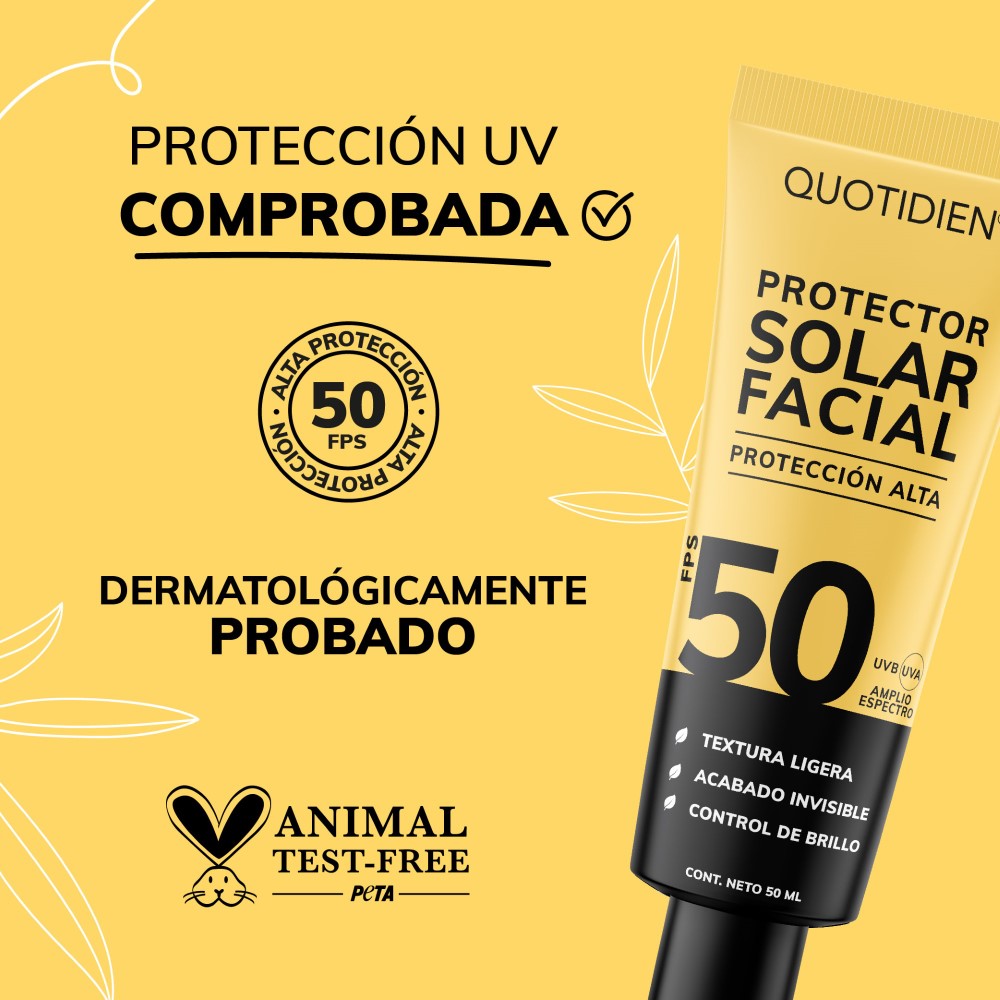 Foto 5 pulgar | Protector Solar Facial Fps 50 Skin Care Bloqueador Solar Facial Quotidien 50 Ml