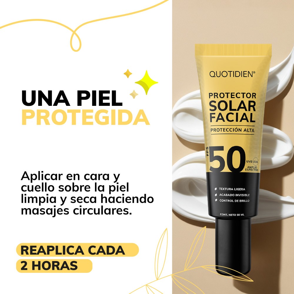 Foto 7 pulgar | Protector Solar Facial Fps 50 Skin Care Bloqueador Solar Facial Quotidien 50 Ml