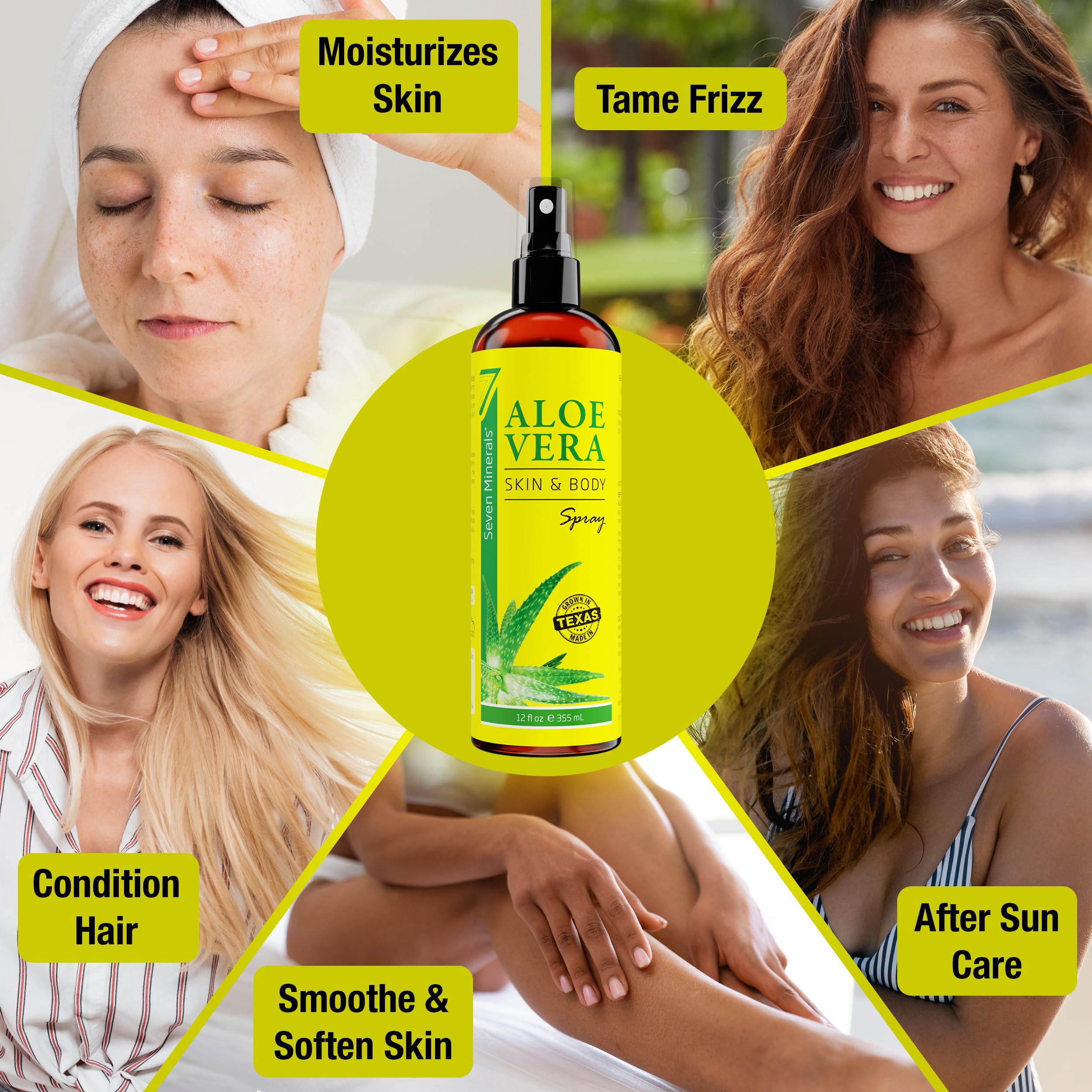 Foto 3 pulgar | Spray De Aloe Vera Con Siete Minerales Orgánicos Para Cuerpo Y Cabello, 355 Ml - Venta Internacional.
