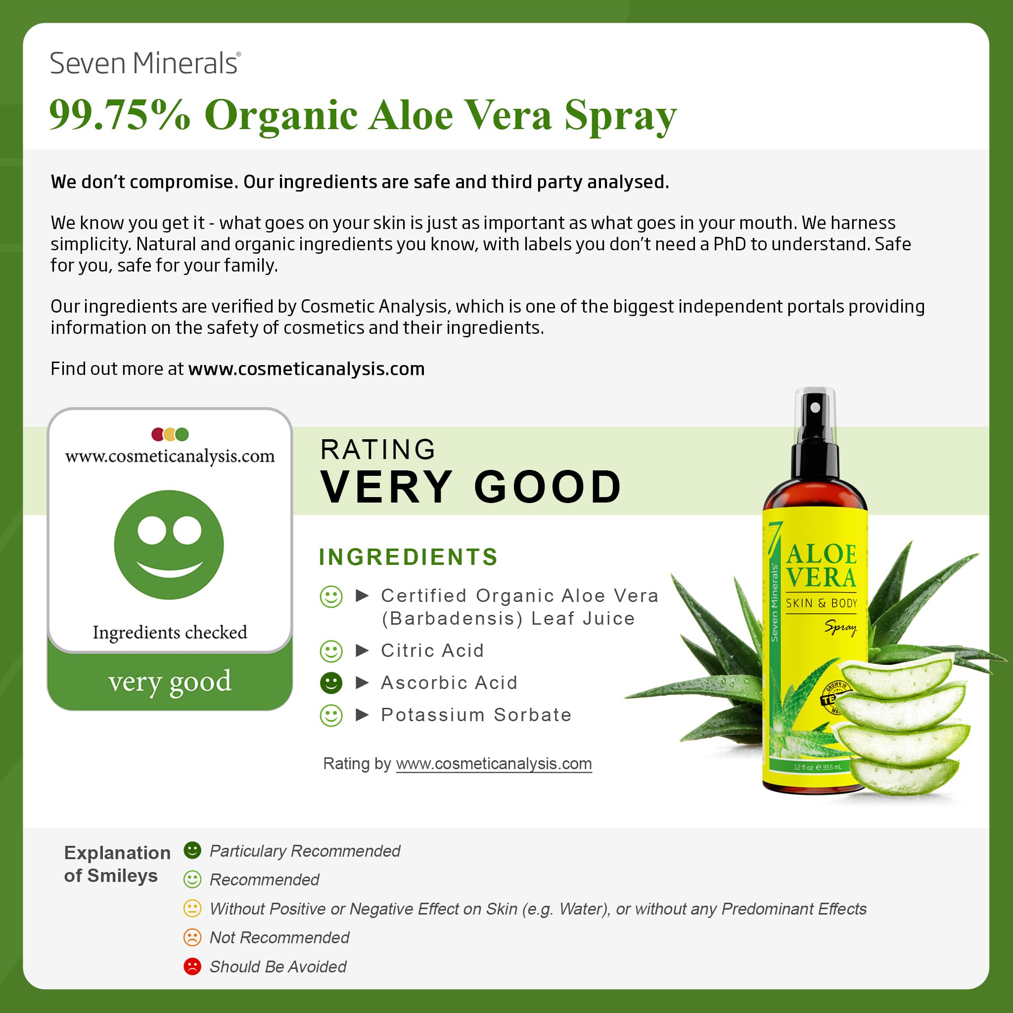 Foto 4 pulgar | Spray De Aloe Vera Con Siete Minerales Orgánicos Para Cuerpo Y Cabello, 355 Ml - Venta Internacional.