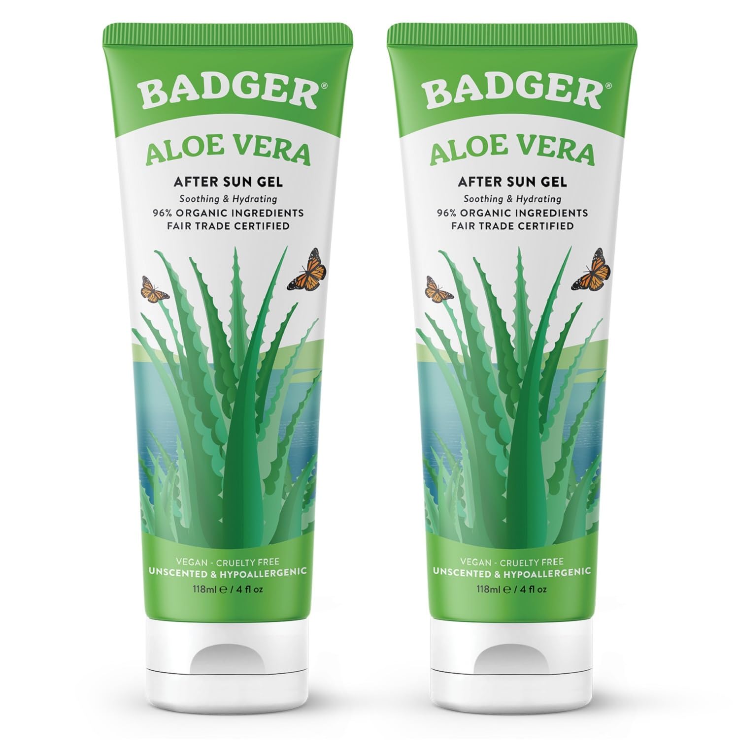 Gel De Aloe Vera Badger Sunburn Relief 120 Ml (paquete De 2) - Venta Internacional.