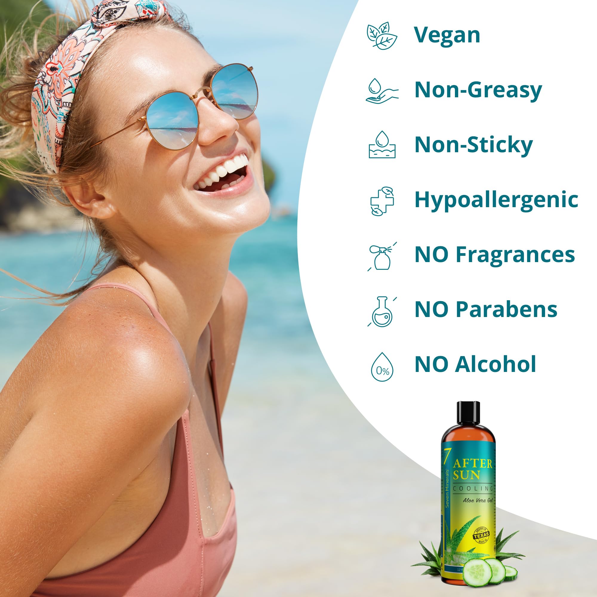 Foto 4 pulgar | Gel Refrescante Seven Minerals Con Aloe Vera Para Después Del Sol, 355 Ml - Venta Internacional.