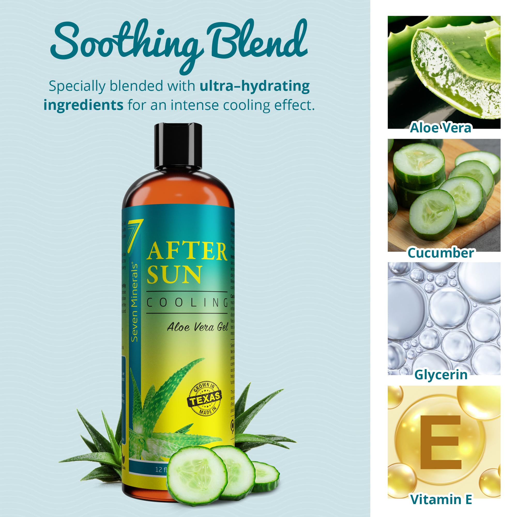 Foto 4 | Gel Refrescante Seven Minerals Con Aloe Vera Para Después Del Sol, 355 Ml - Venta Internacional.