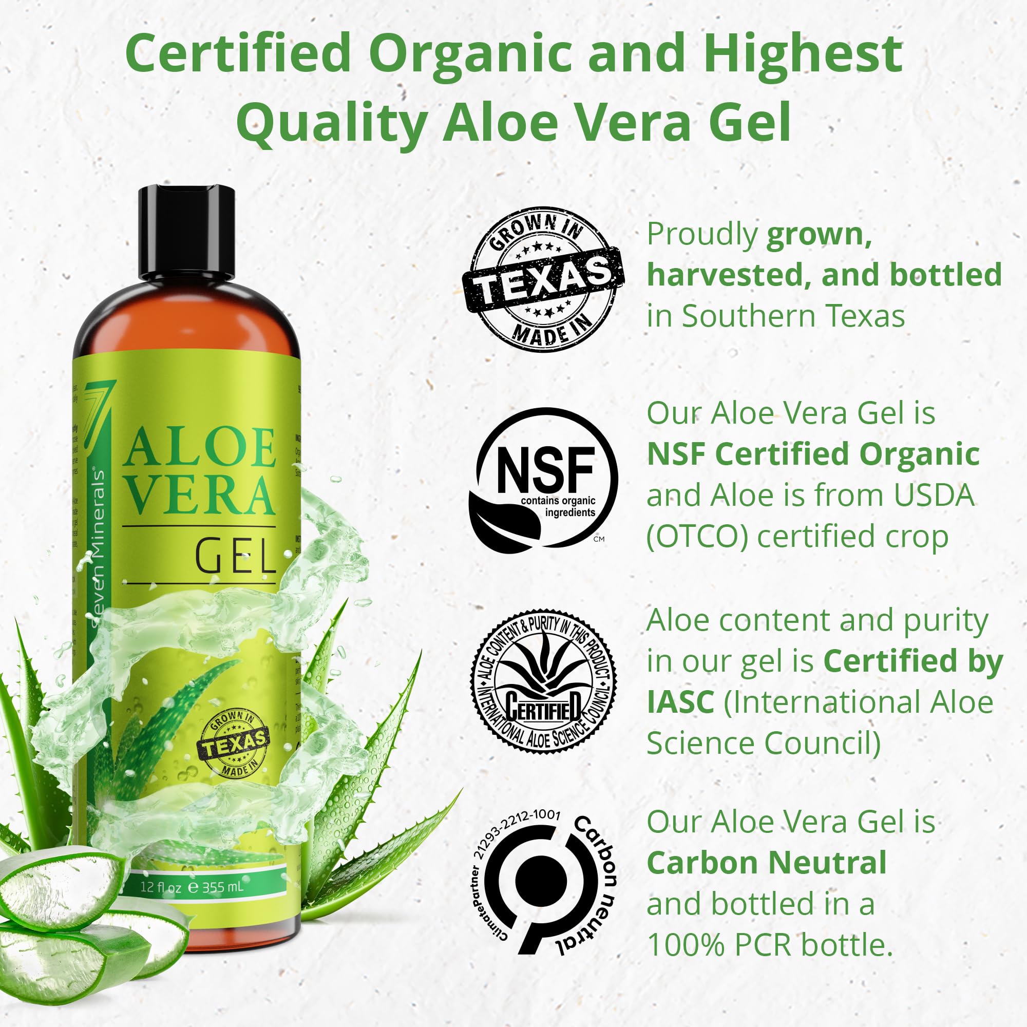 Foto 3 pulgar | Gel de Aloe Vera Seven Minerals 355 ml Orgánico - Venta Internacional