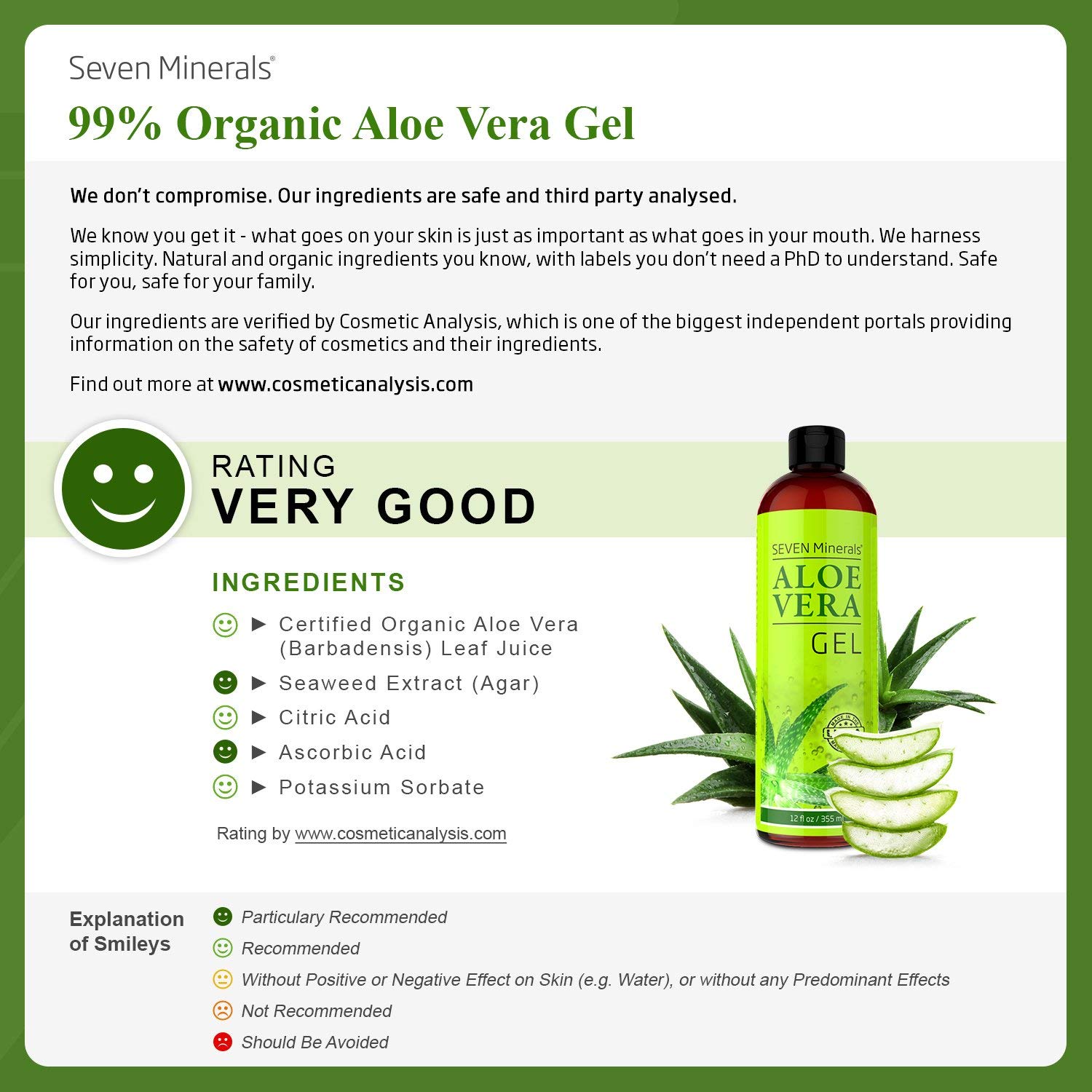 Foto 4 pulgar | Gel de Aloe Vera Seven Minerals 355 ml 99% Orgánico - Venta Internacional