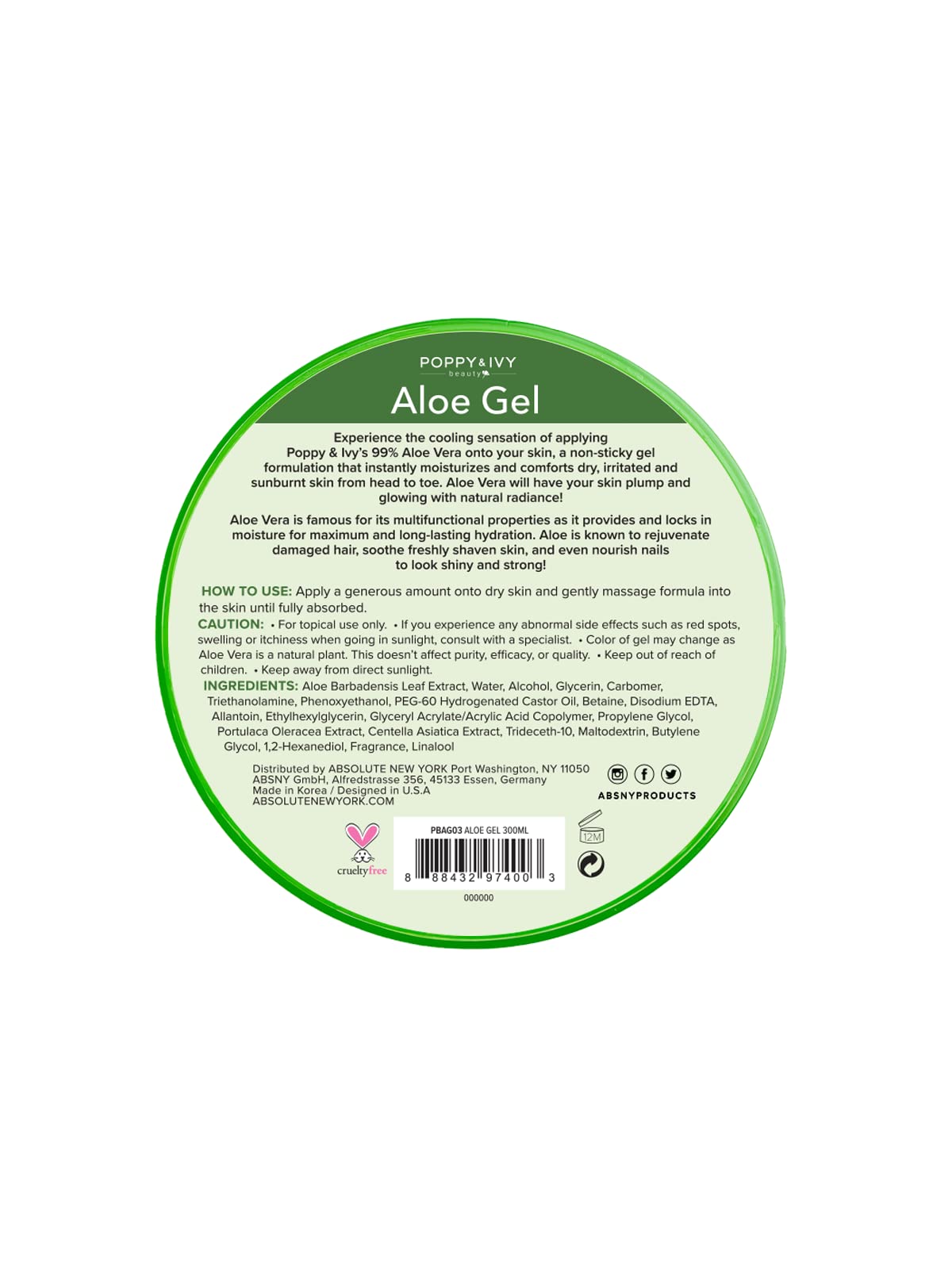 Foto 2 | Gel Absolute New York con Aloe Vera 300 ml - Venta Internacional