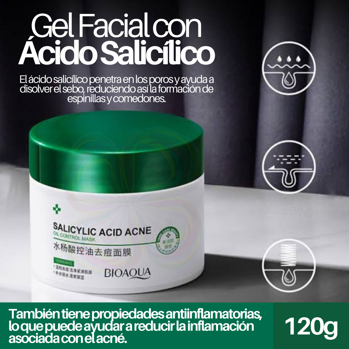 Foto 6 pulgar | Gel Cuidado Facial Acido Salicilico Mascarilla Anti Acne