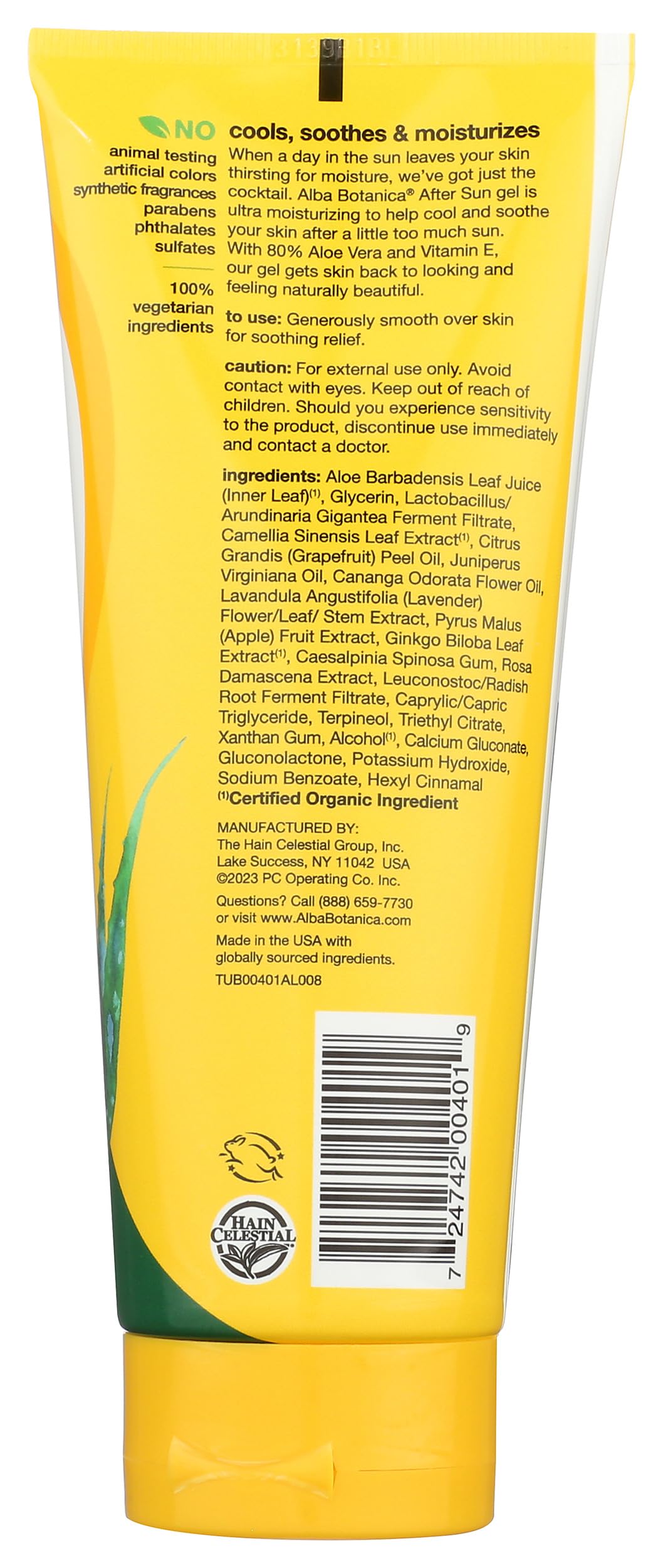 Foto 2 | Gel De Aloe Vera Alba Botanica Para Después Del Sol, 240 Ml, 80% De Aloe Vera - Venta Internacional.