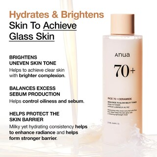 Foto 3 | Tónico Anua Rice 70 Glow Milky, 250 Ml, Iluminador De Piel De Cristal - Venta Internacional.