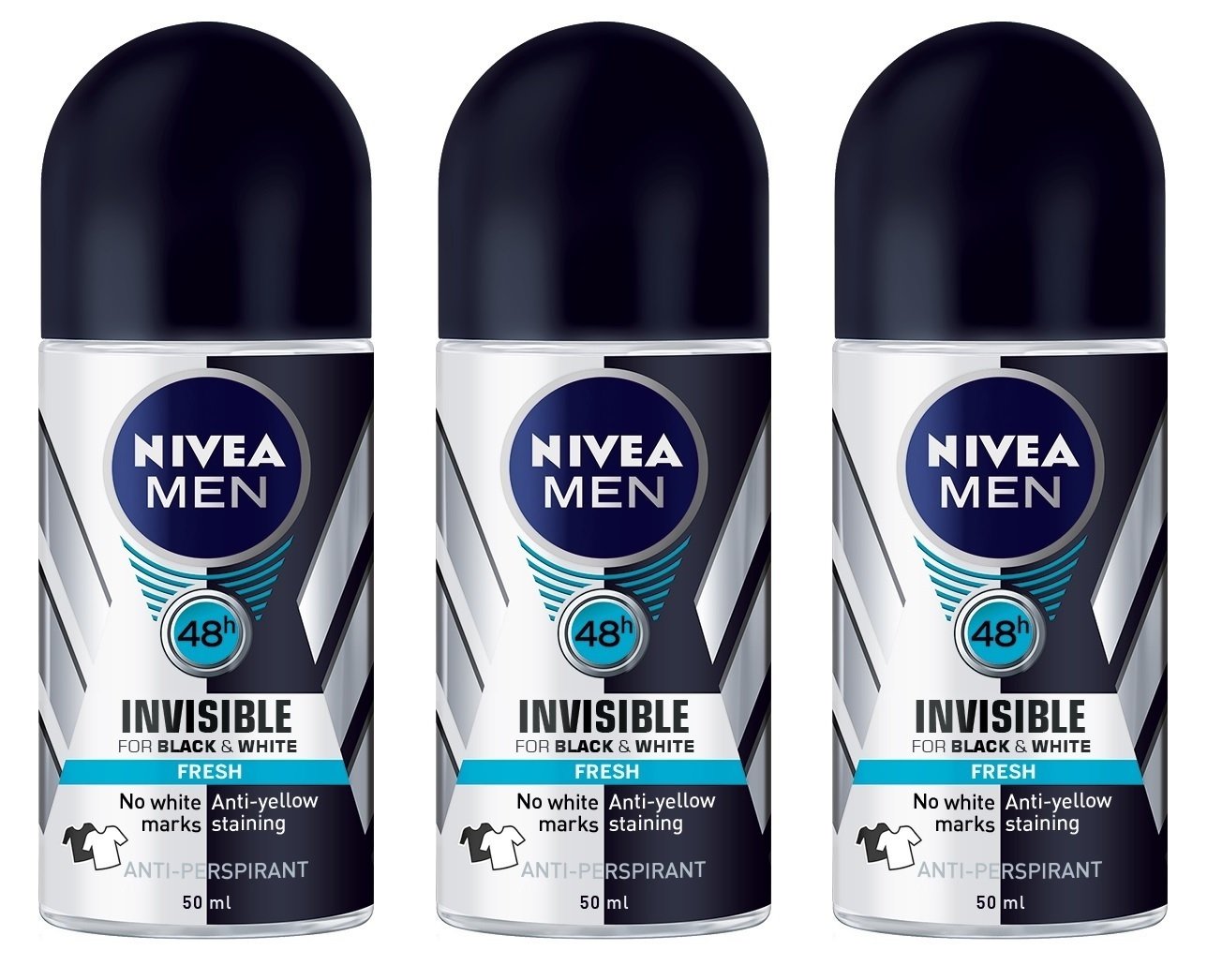 Desodorante Antitranspirante En Rollo Para Hombre Nivea Invisible For Black & White Fresh Scent, 50 Ml - Venta Inte