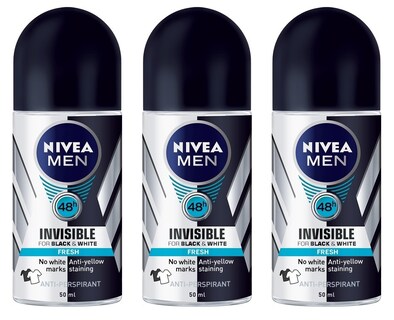 Foto 2 | Desodorante Antitranspirante En Rollo Para Hombre Nivea Invisible For Black & White Fresh Scent, 50 Ml - Venta Inte