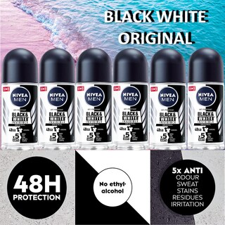 Foto 2 | Desodorante Nivea Black White Original Roll-on 50 Ml (paquete De 6) - Venta Internacional.