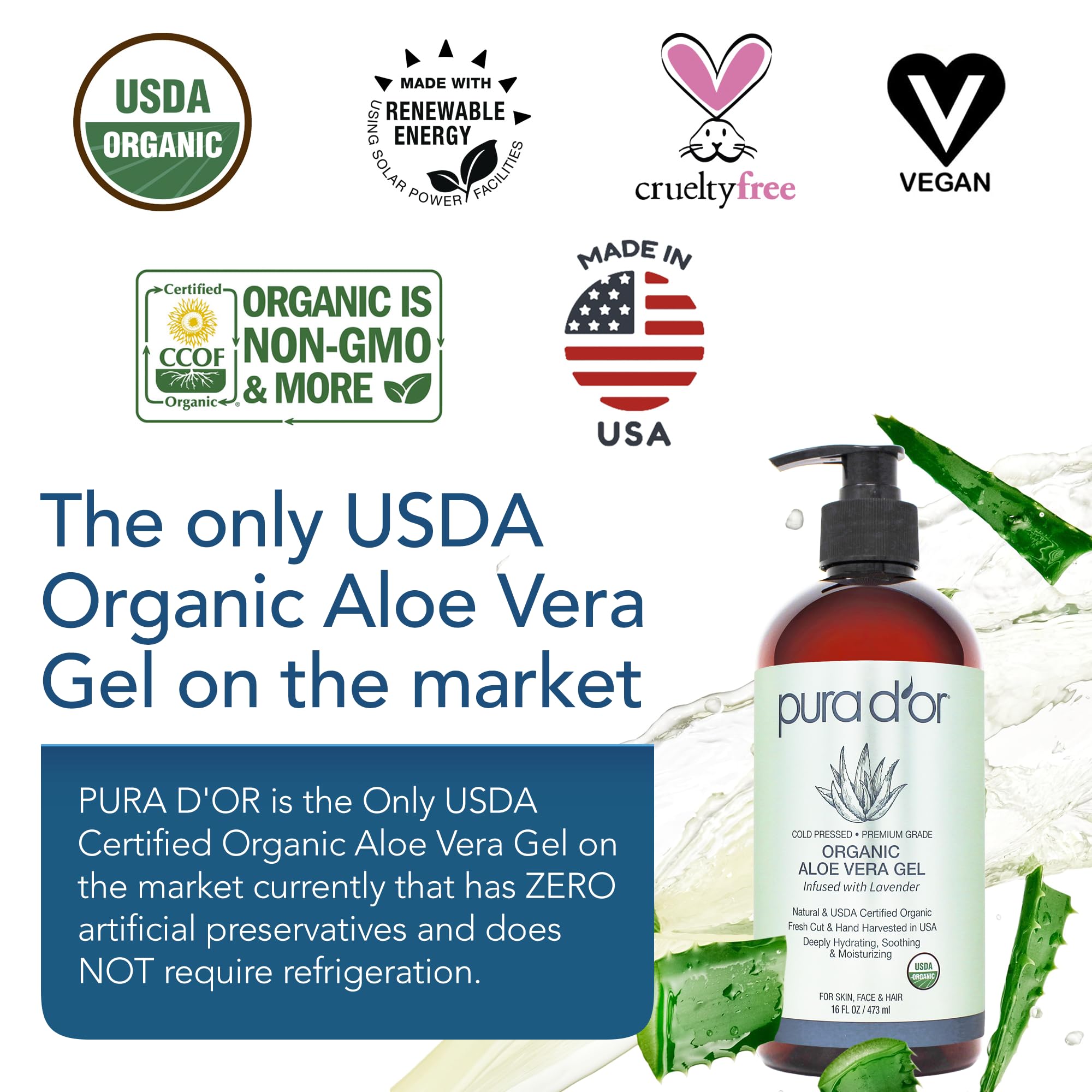 Foto 3 pulgar | Gel De Aloe Vera Pura D'or  473 Ml  Hidratante De Lavanda Orgánica - Venta Internacional.