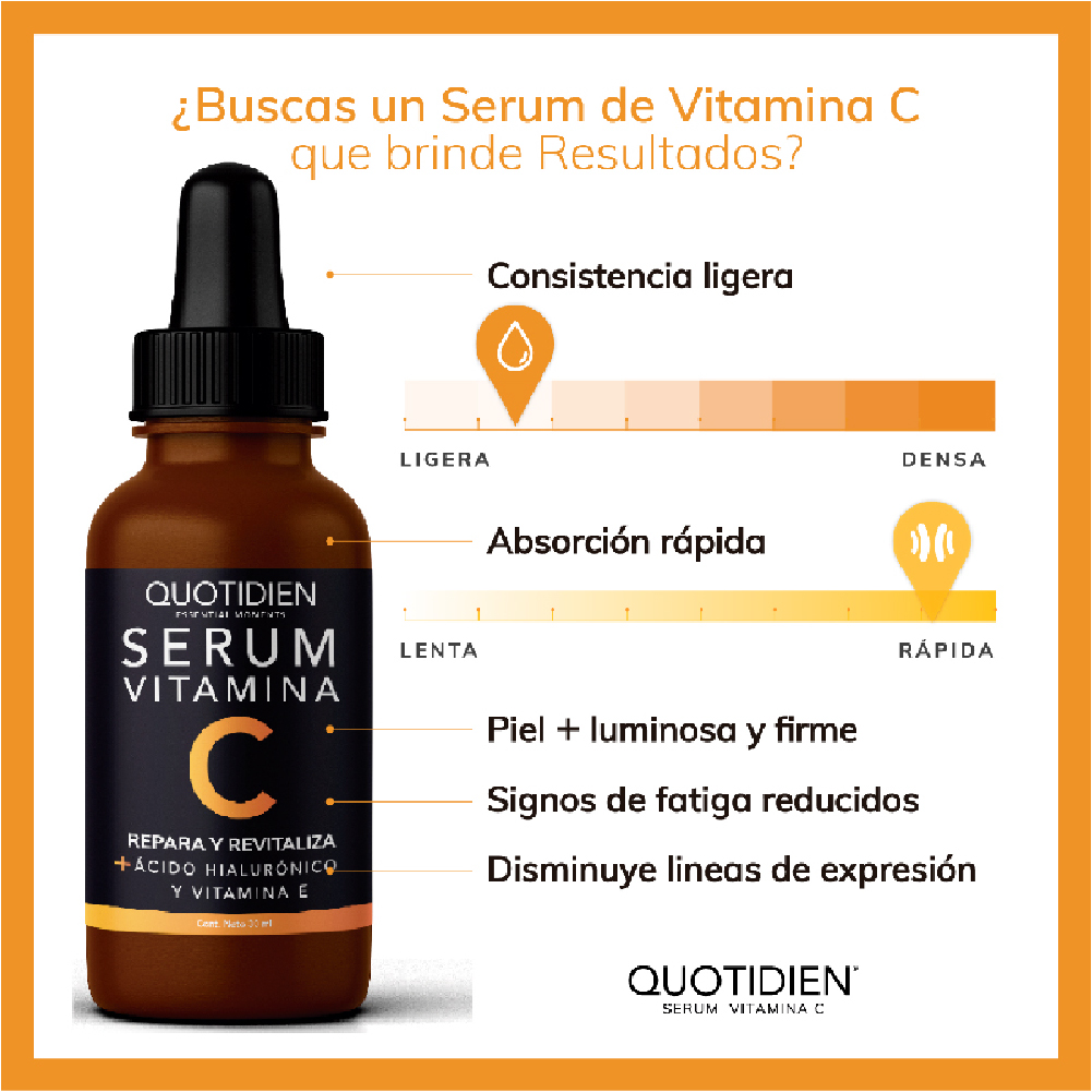 Foto 4 pulgar | Serum Vitamina C Quotidien + Ácido Hialurónico Skin Care Suero Facial 30ml