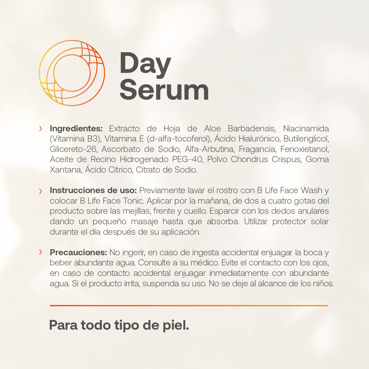 Foto 3 pulgar | Skincare Serum de Día para Rostro 60 ml 96% de Ingredientes Naturales Day Serum B Life