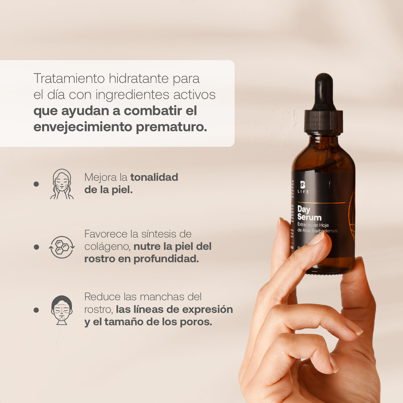 Foto 4 pulgar | Skincare Serum de Día para Rostro 60 ml 96% de Ingredientes Naturales Day Serum B Life