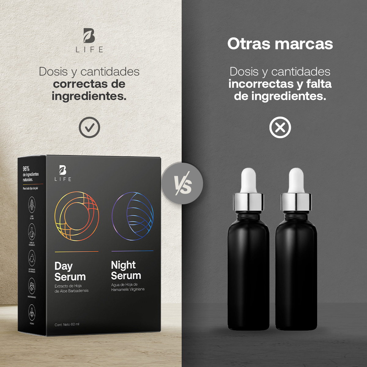 Foto 5 | Kit Serum Día Y Noche 60ml 96% Ingredientes Naturales B Life