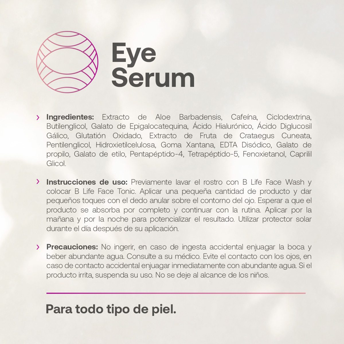 Foto 3 pulgar | Serum para Ojos 96% Ingredientes Naturales Eye Serum B Life