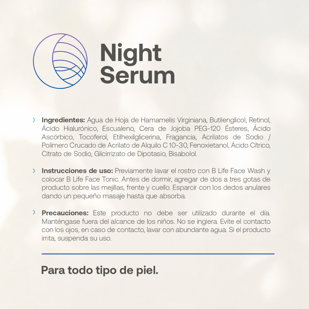 Foto 3 pulgar | Skincare Serum de Noche para Rostro 60 ml con 96% de Ingredientes Naturales -  Night Serum B Life