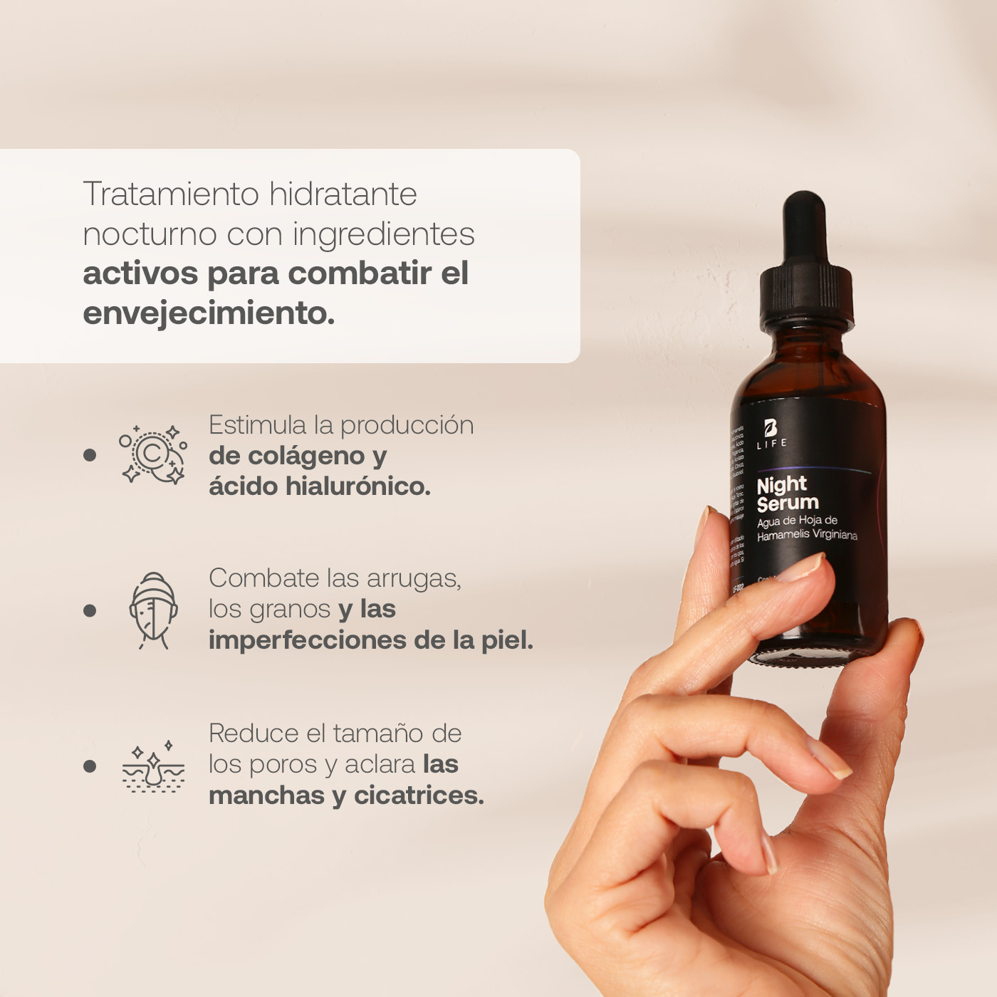 Foto 4 pulgar | Skincare Serum de Noche para Rostro 60 ml con 96% de Ingredientes Naturales -  Night Serum B Life