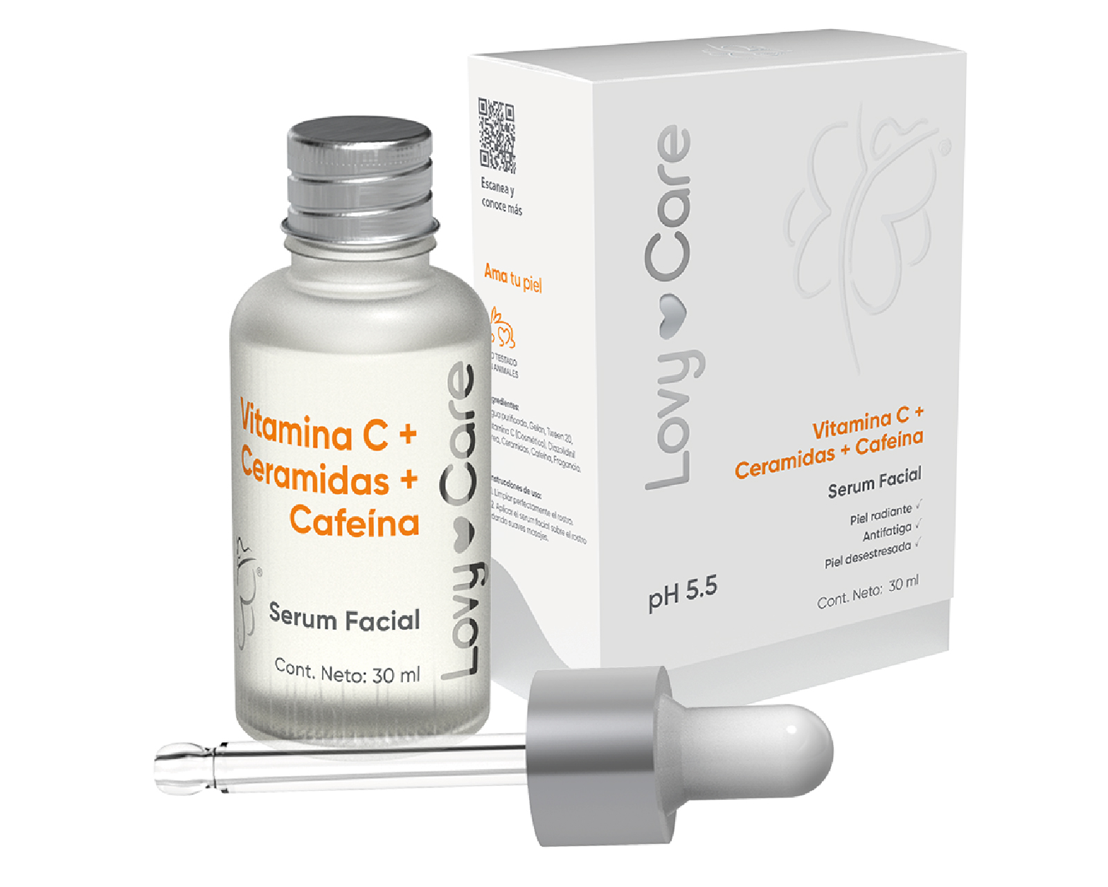 Sérum Facial Lovy Care con Vitamina C Ceramidas  y Cafeína