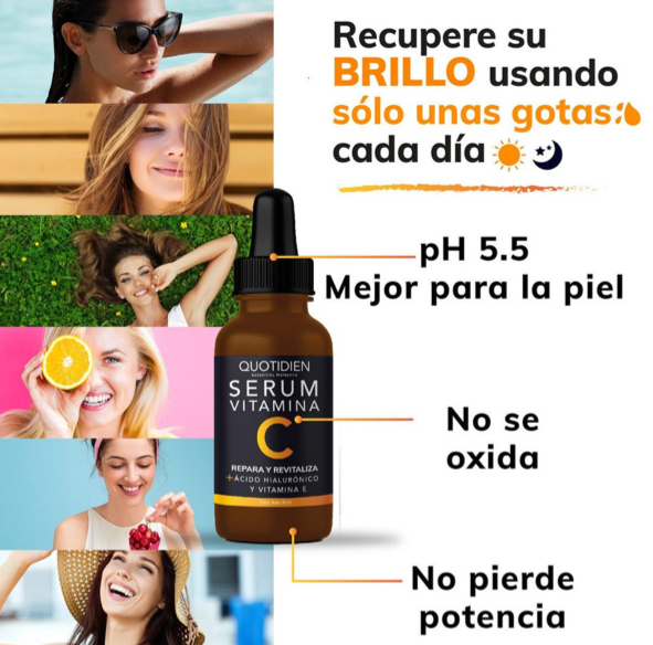 Foto 6 pulgar | Sérum Serum Vitamina C + Ácido Hialurónico + Vitamina E- 95% Quotidien Essential Moments Día/noche Para Todo