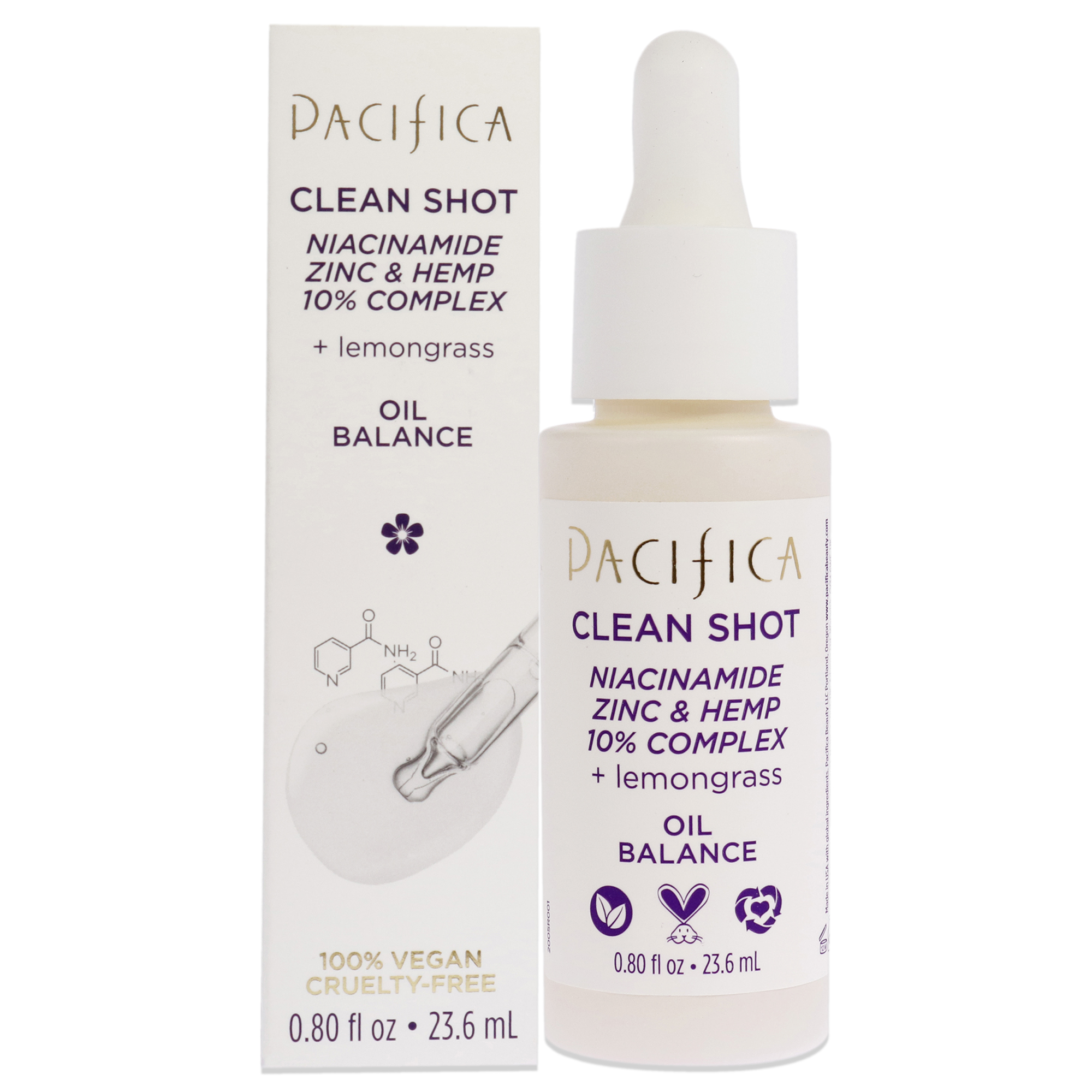 Complejo para Suero Pacifica Tiro Claro Niacinamida Zinc y cáñamo 10%  Unisex 0.8 Oz