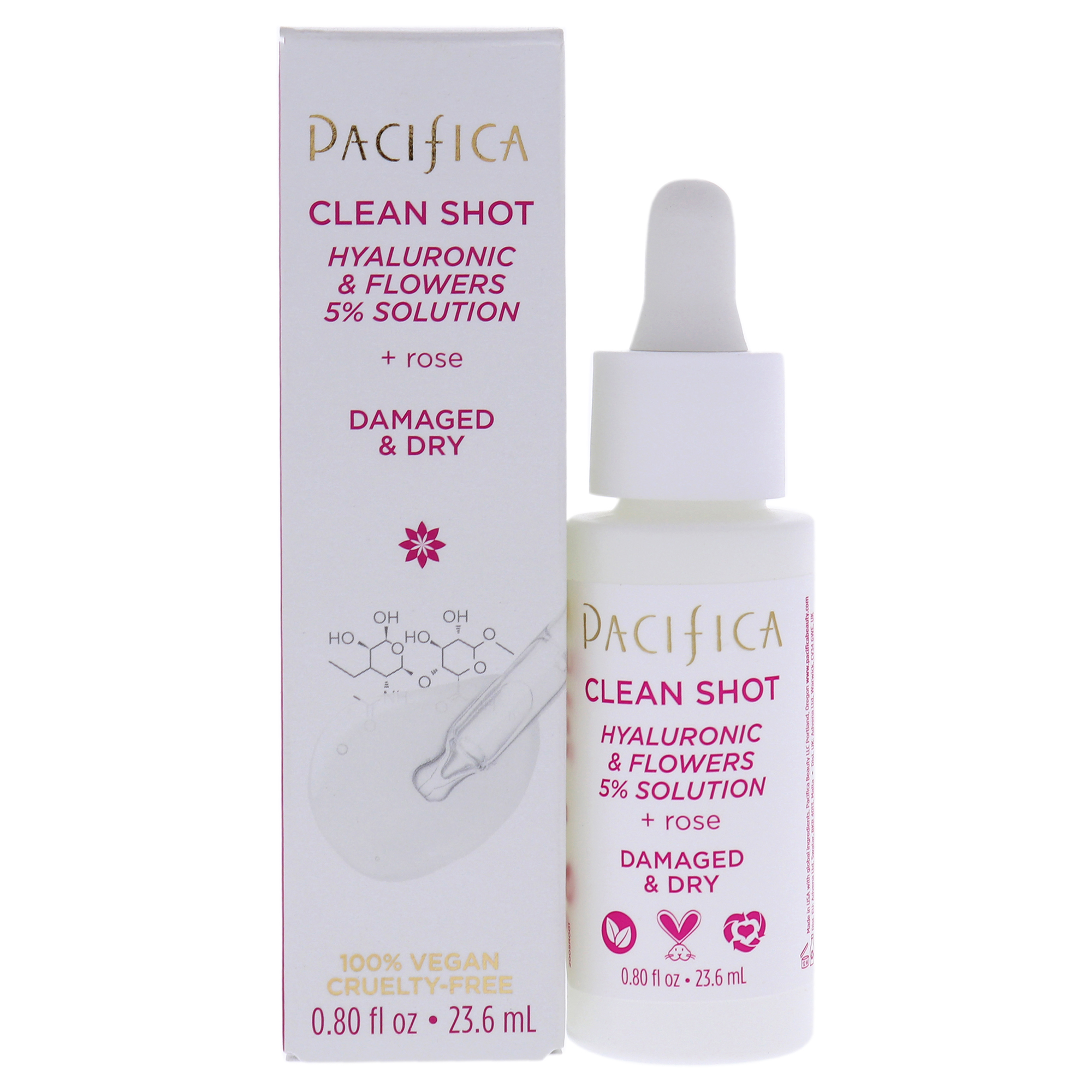 Suero Clean Shot Hyaluronic And Flowers 5 Percent Solution Pacifica White Colour