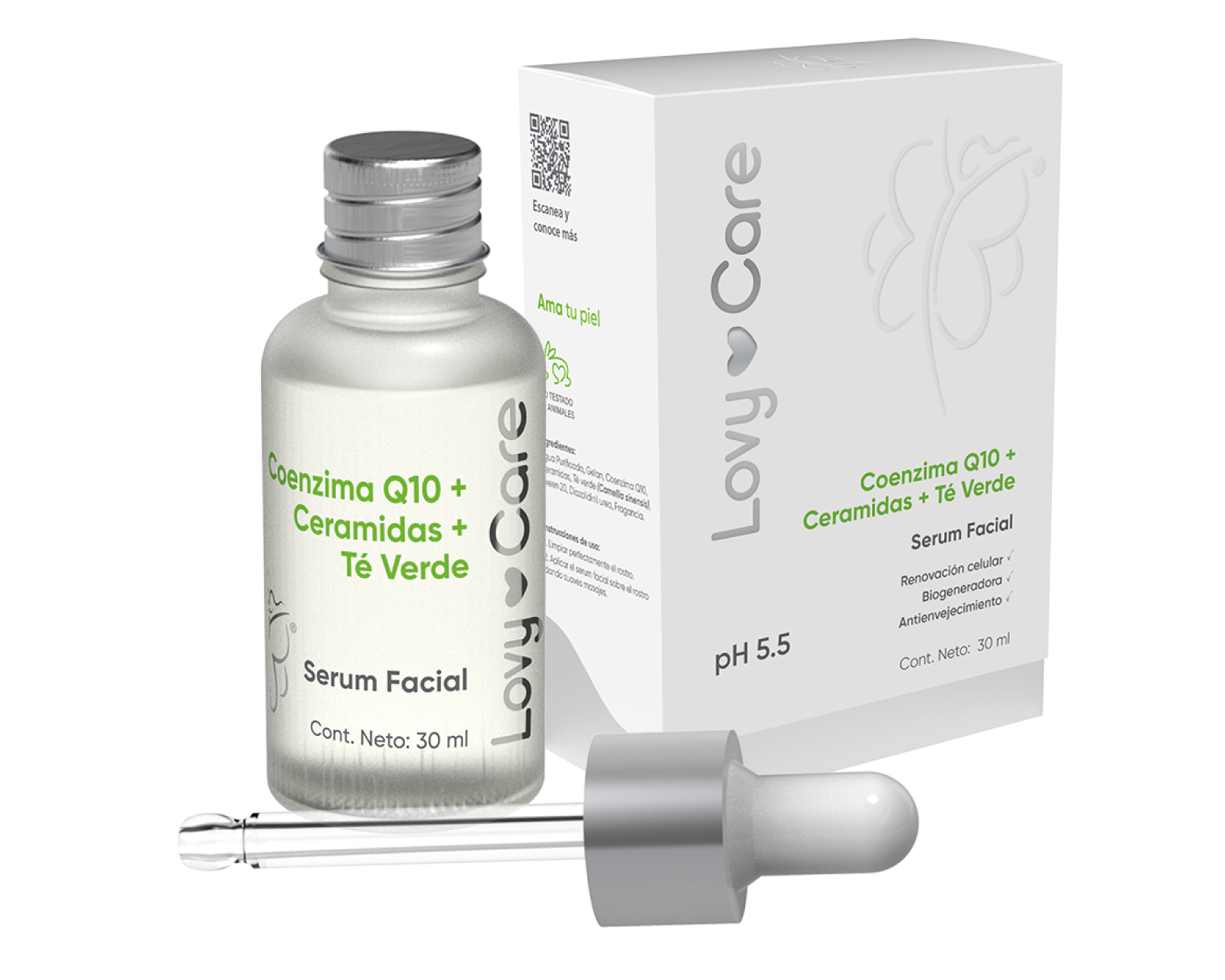 Serum Facial Coenzimas Q10 + Ceramidas + Té Verde