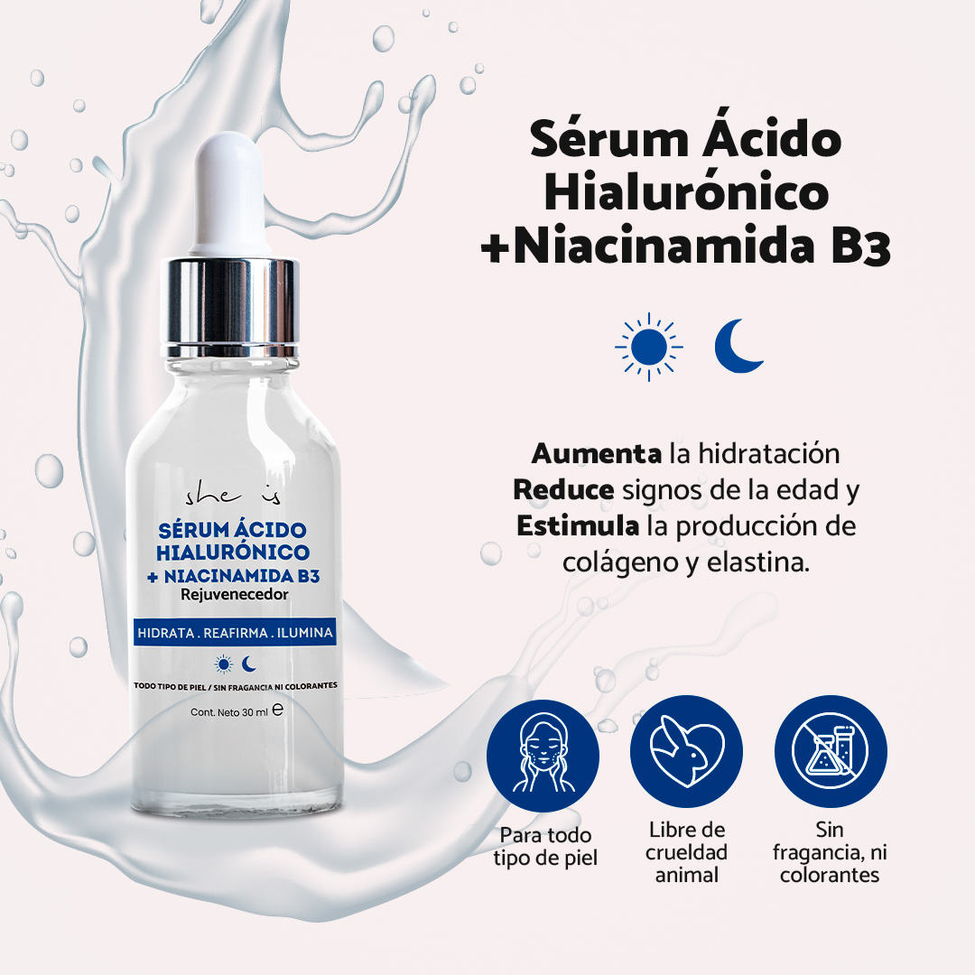 Foto 7 pulgar | Kit Facial She is Skincare Rejuvenecedor Sérum Ác. Hialurónico + Espuma Dermolimpiadora