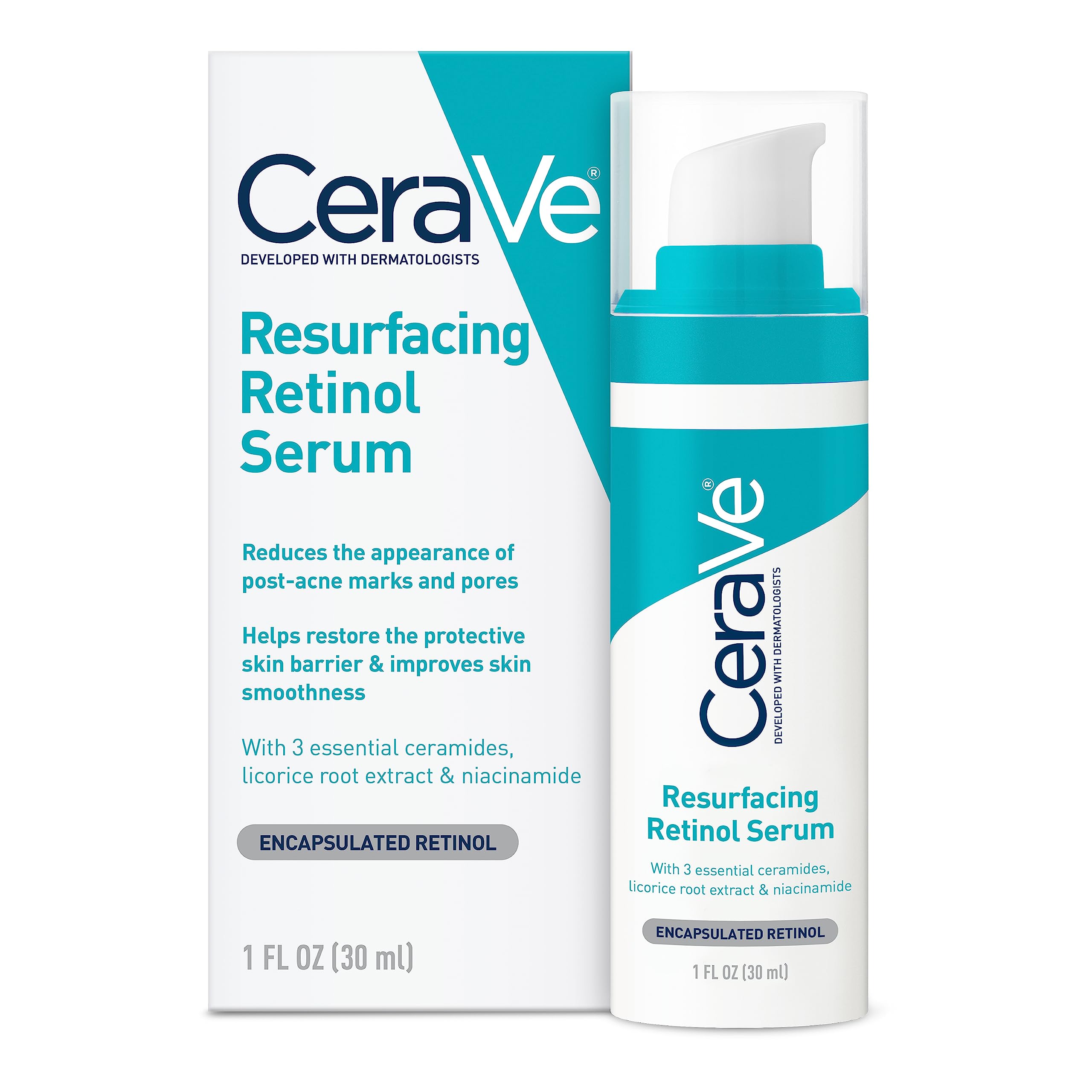 Sérum Cerave Retinol Para Marcas Posteriores Al Acné Y Textura De La Piel, 30 Ml - Venta Internacional.