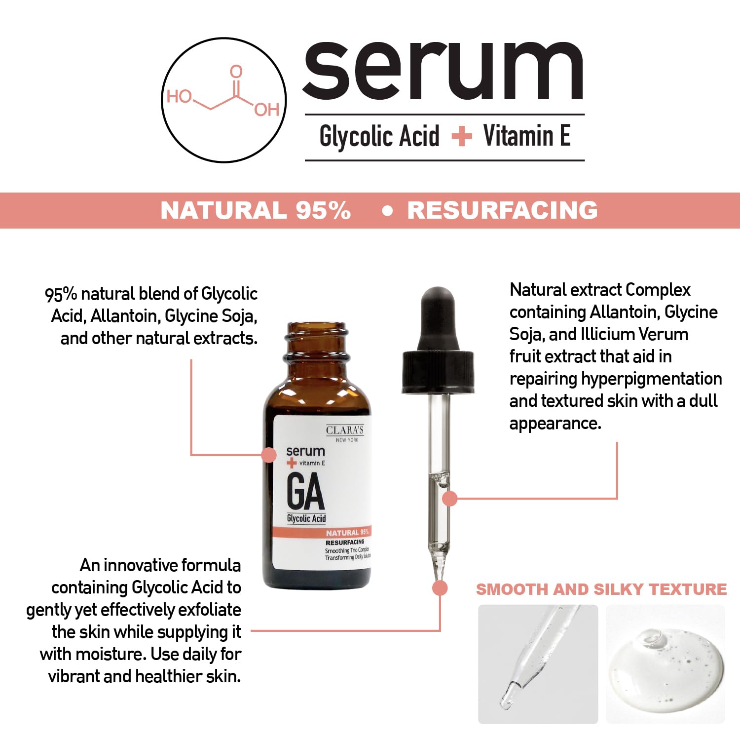 Foto 3 pulgar | Sérum Facial Clara's New York Ácido Glicólico 30 Ml con Vitamina E - Venta Internacional