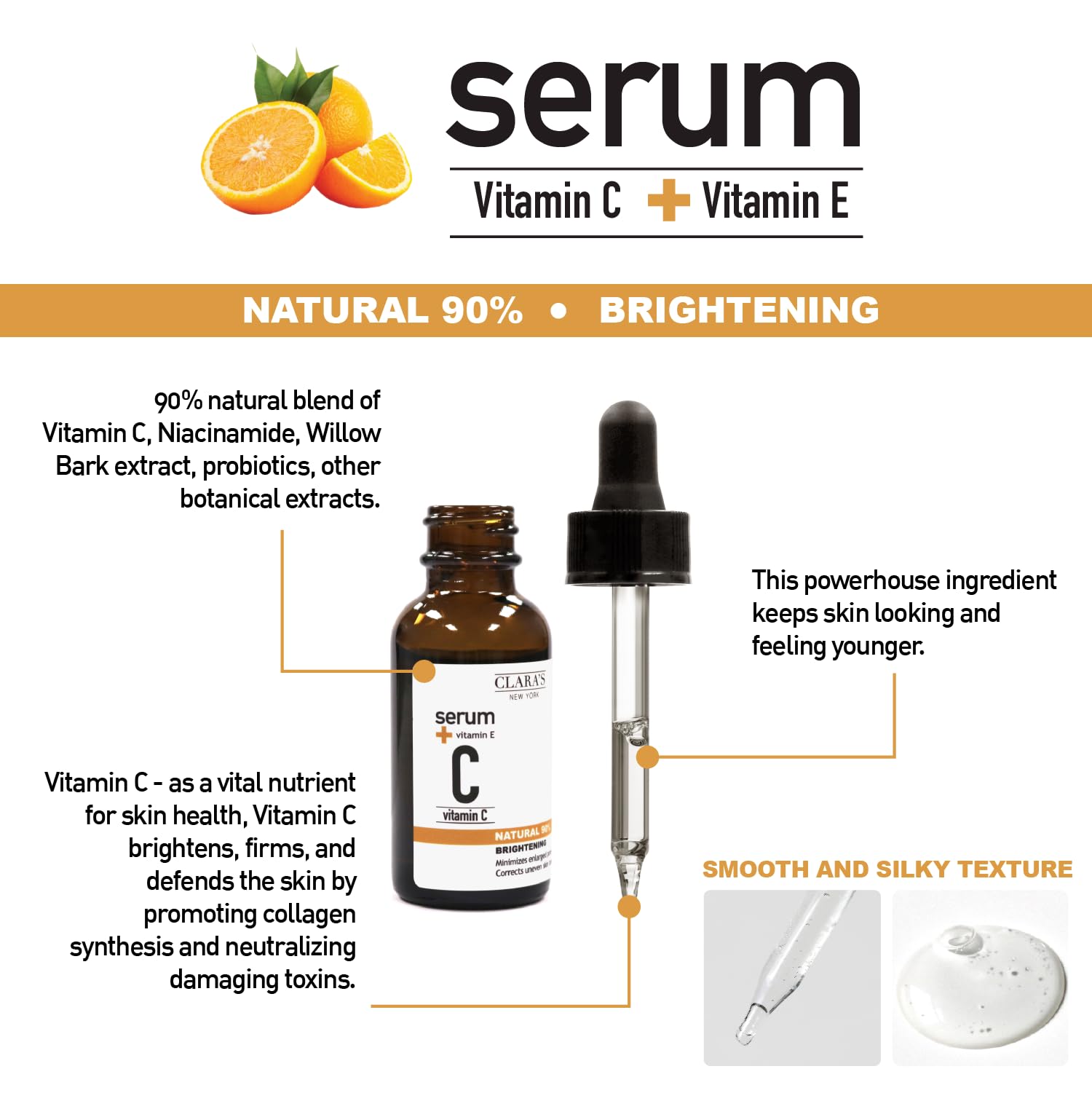 Foto 3 pulgar | Sérum Facial Clara's New York Vitamina C con Ácido Hialurónico 30 ml - Venta Internacional