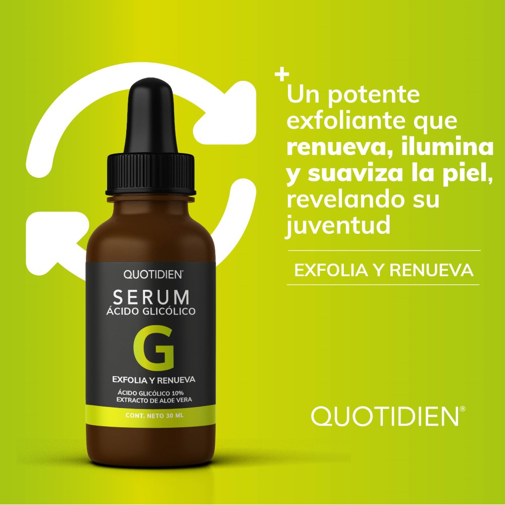 Foto 4 pulgar | Ácido Glicólico + Aloe Vera Y Glicerina Skin Care Exfoliante Facial Suero Facial Quotidien QSerum  30 ml