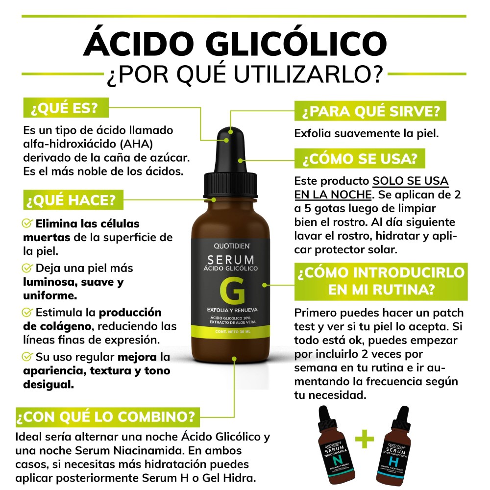 Foto 6 pulgar | Ácido Glicólico + Aloe Vera Y Glicerina Skin Care Exfoliante Facial Suero Facial Quotidien QSerum  30 ml