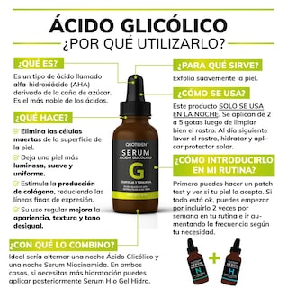 Foto 5 | Ácido Glicólico + Aloe Vera Y Glicerina Skin Care Exfoliante Facial Suero Facial Quotidien QSerum 30 ml