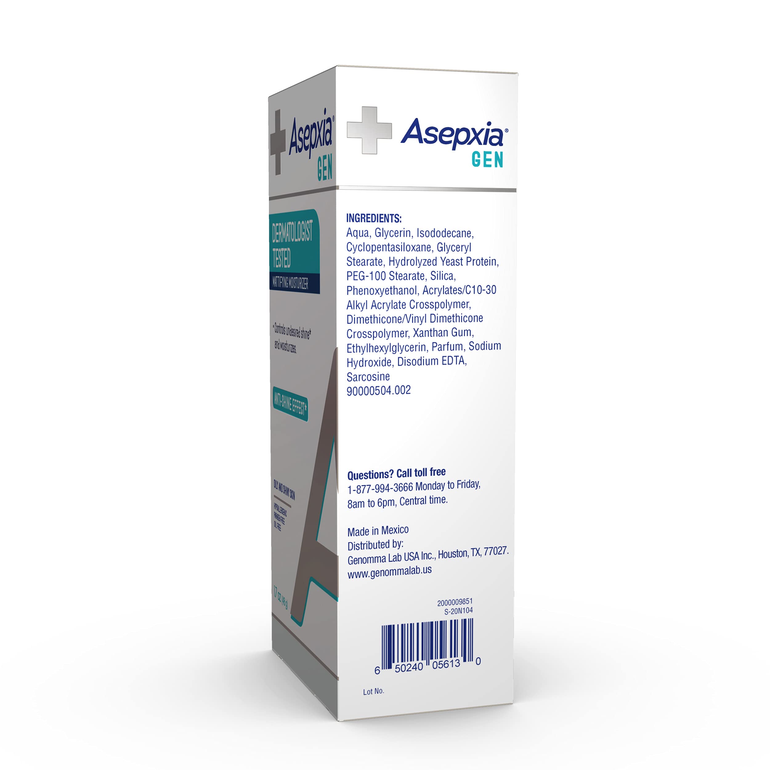 Foto 6 pulgar | Crema Hidratante Matificante Asepxia Gen para Pieles Grasas 50 Ml - Venta Internacional