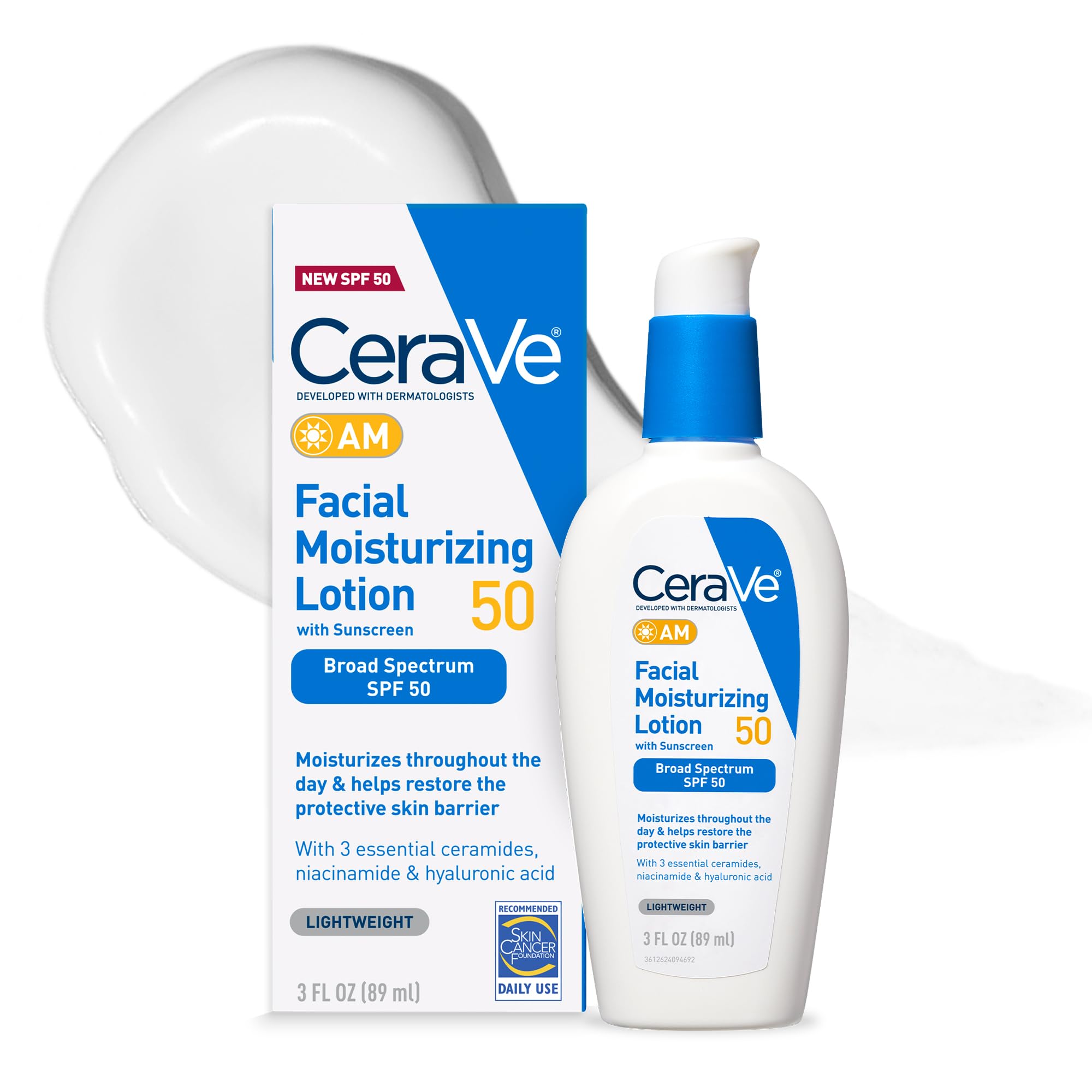 Loción Hidratante Facial Cerave Am Spf 50, 90 Ml, No Grasa - Venta Internacional.
