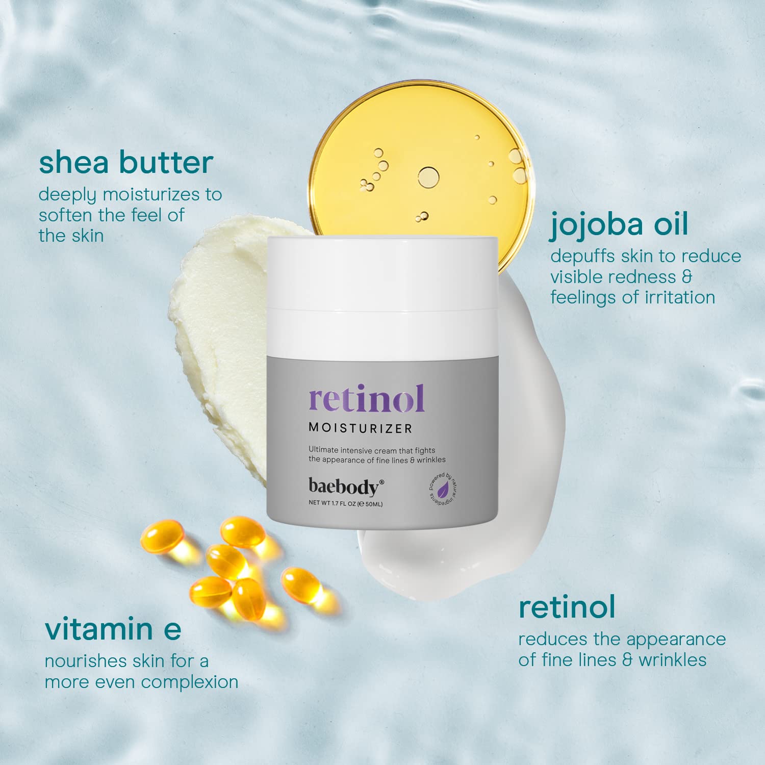 Foto 5 pulgar | Crema Hidratante Baebody Retinol Face 50 Ml Con Aceite De Jojoba Y Vitamina E - Venta Internacional.