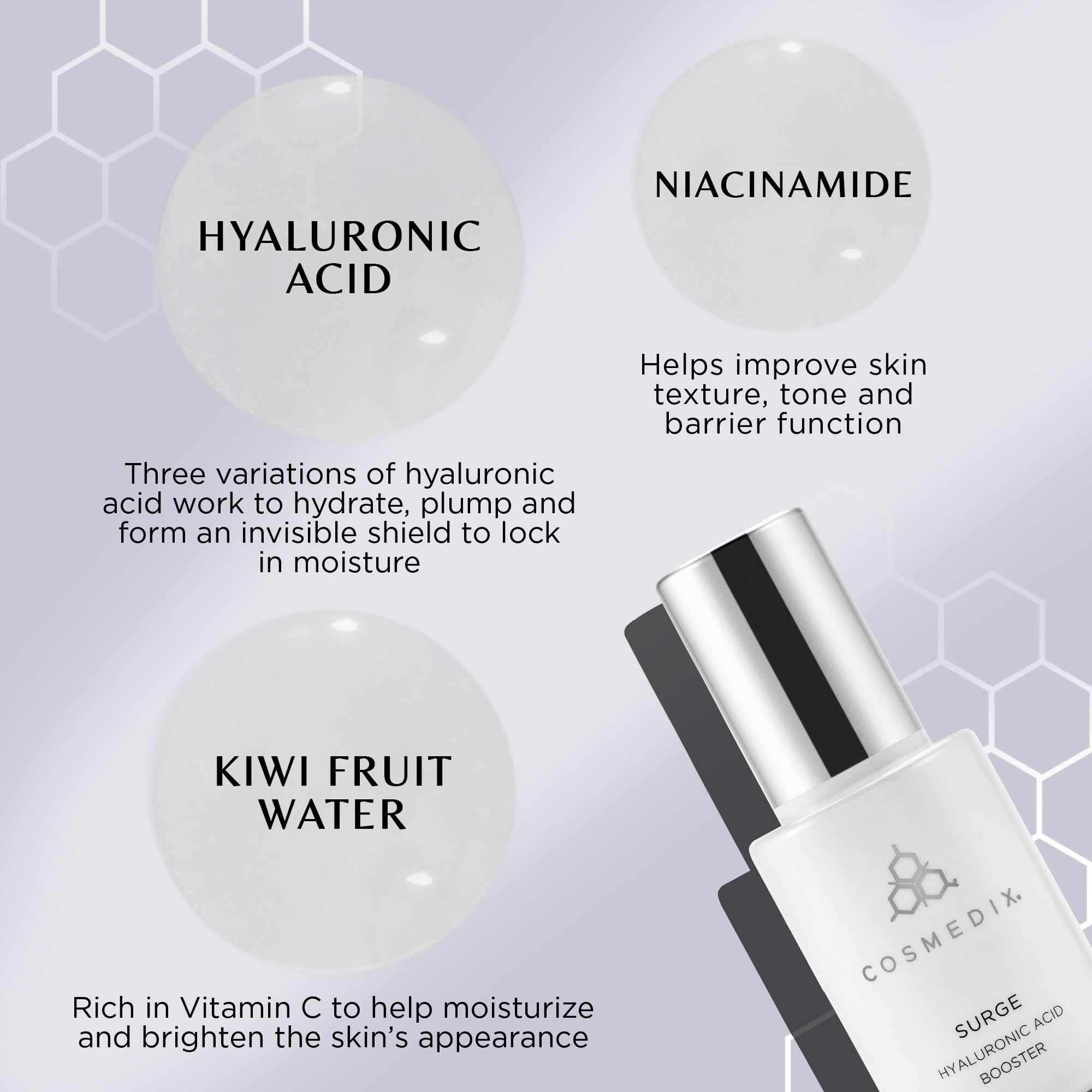 Foto 4 pulgar | Sérum Facial Cosmedix Surge Con Ácido Hialurónico Con Vitamina C 30 Ml - Venta Internacional.