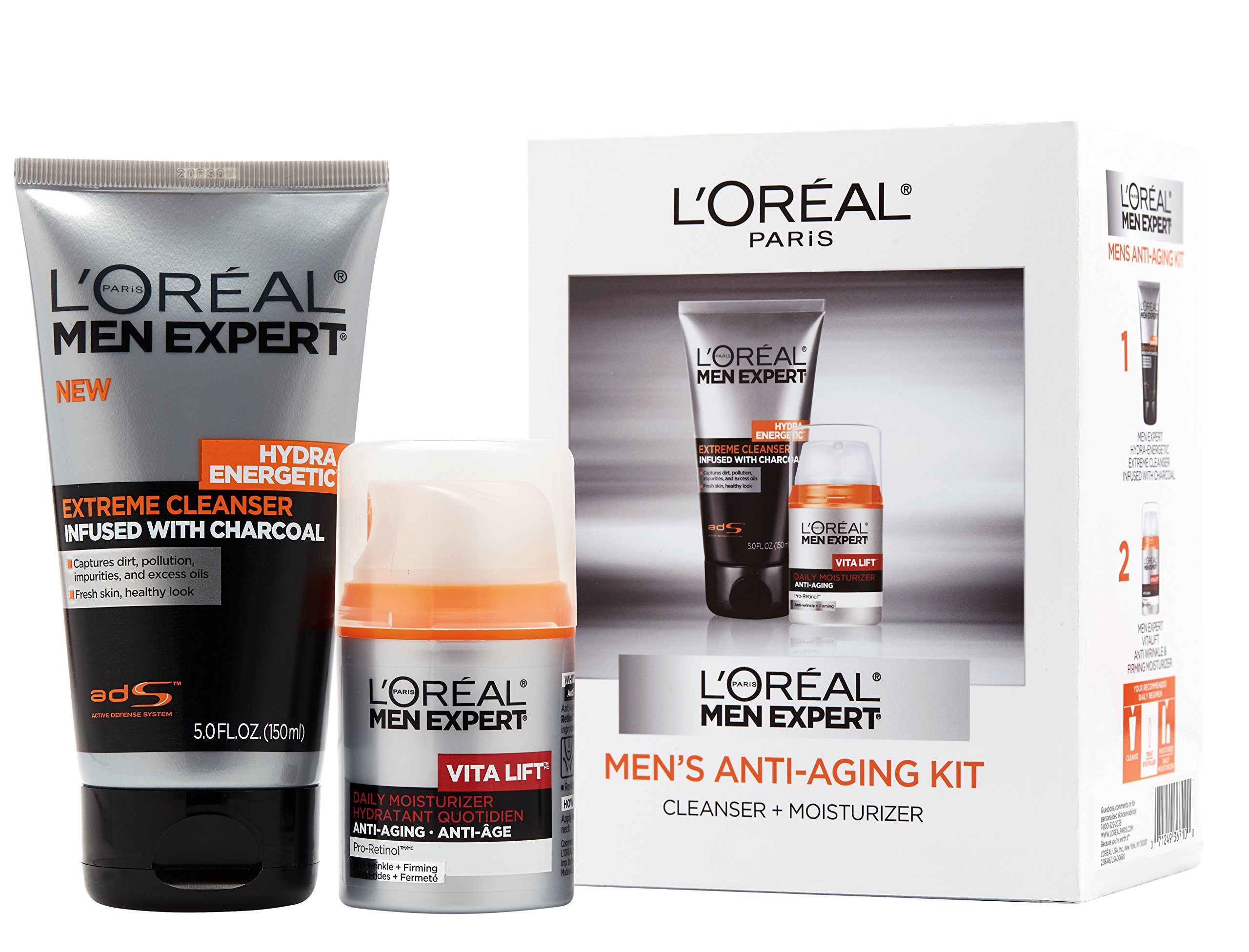 Set De Regalo L'oreal Paris Men Expert Charcoal Facial Cleanser - Venta Internacional.
