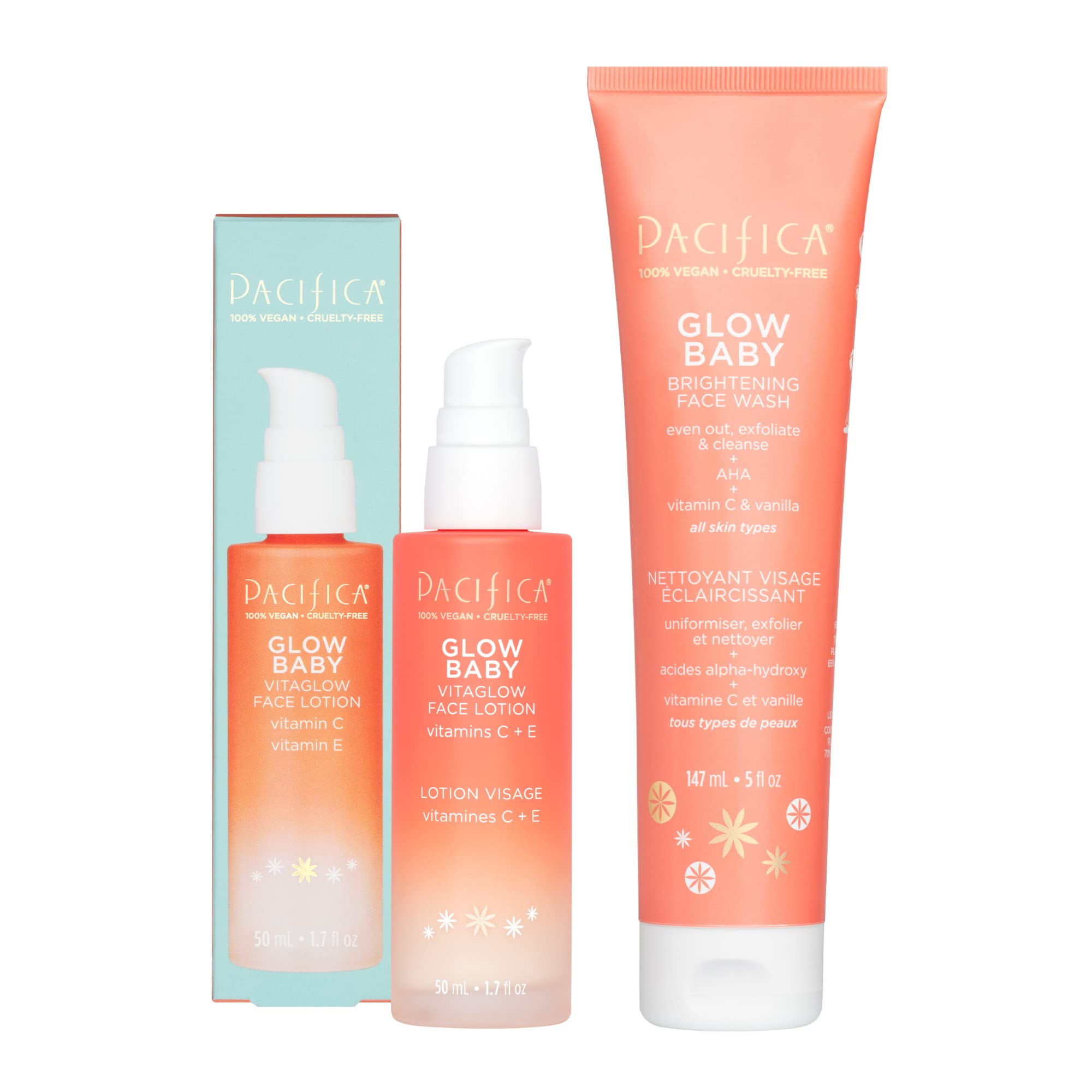 Set De Cuidado De La Piel Pacifica Beauty Glow Baby Vitaglow Loción Facial - Venta Internacional.