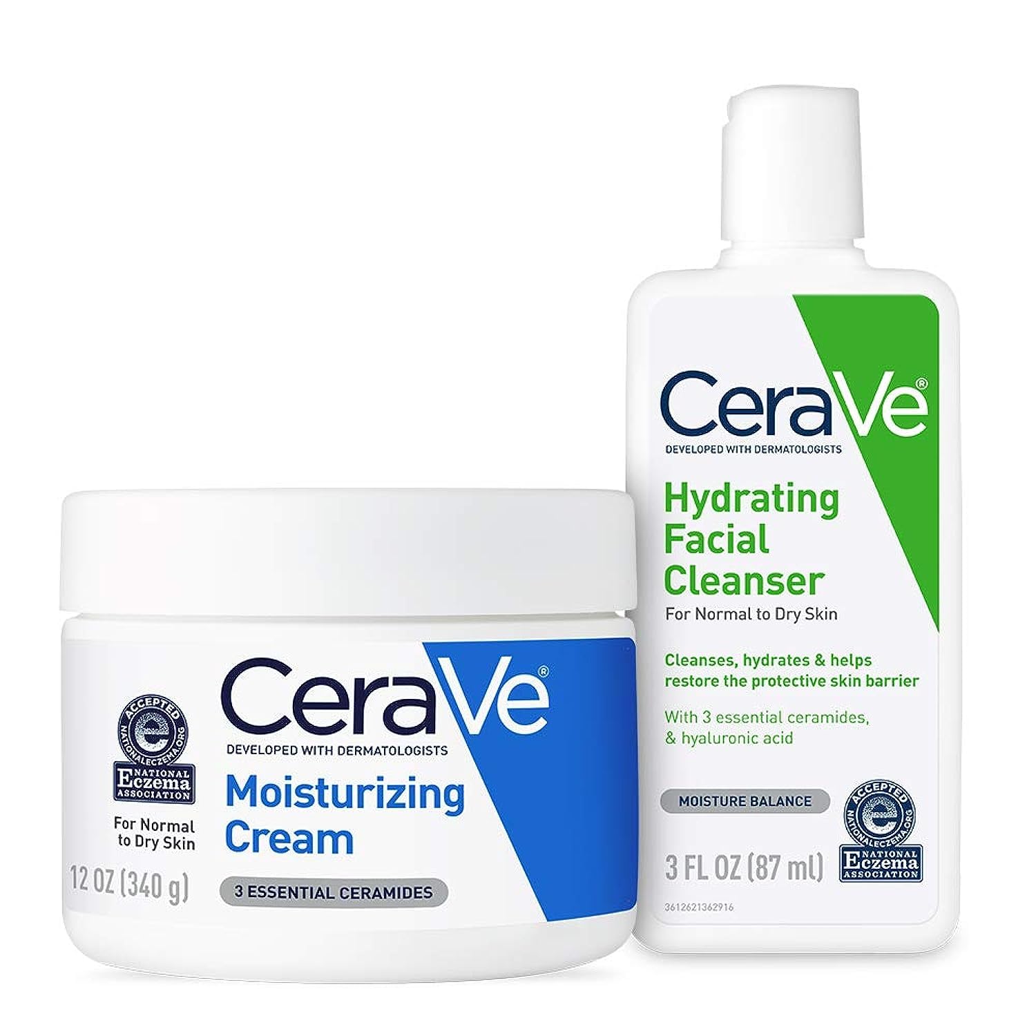 Crema Hidratante Cerave De Trial Combo, 355 Ml, Más Gel De Limpieza Facial Hidratante De 89 Ml - Venta Internacional.