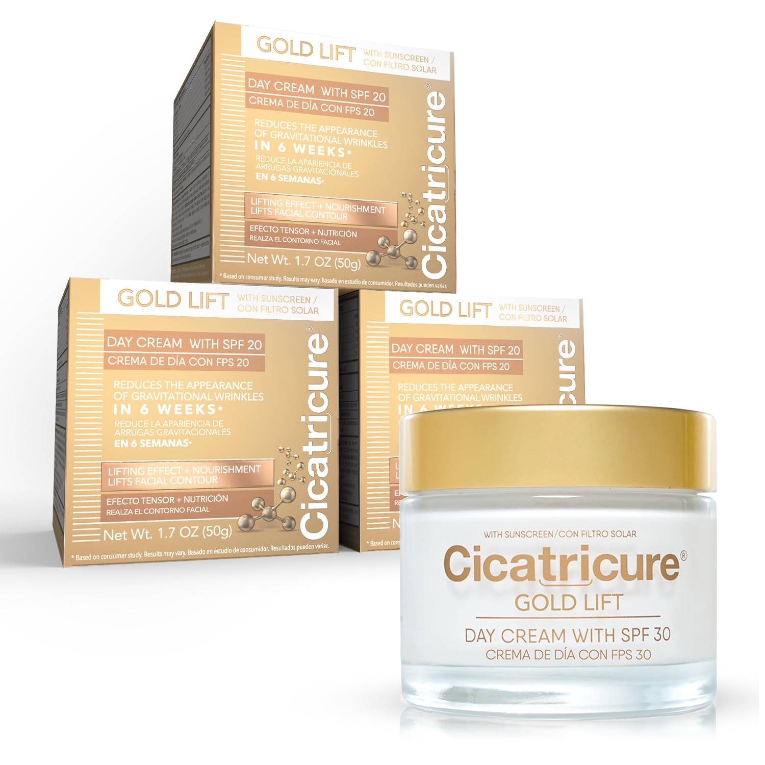 Foto 2 pulgar | Crema De Día Cicatricure Gold Lift Antienvejecimiento Con Spf30 90 Ml (x3) - Venta Internacional.